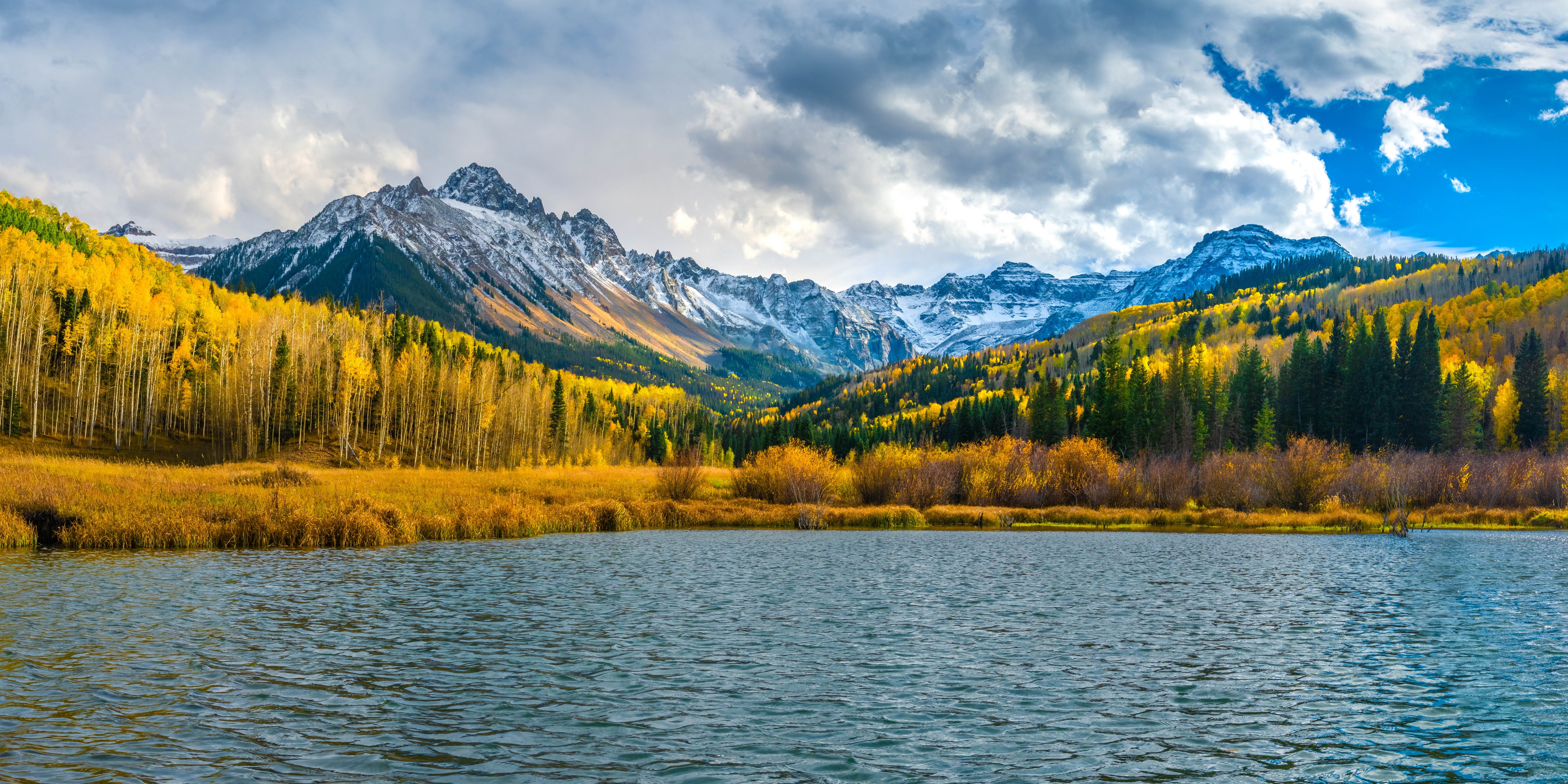 Mount Sneffels Lake in Autumn Panorama HD Wallpaper