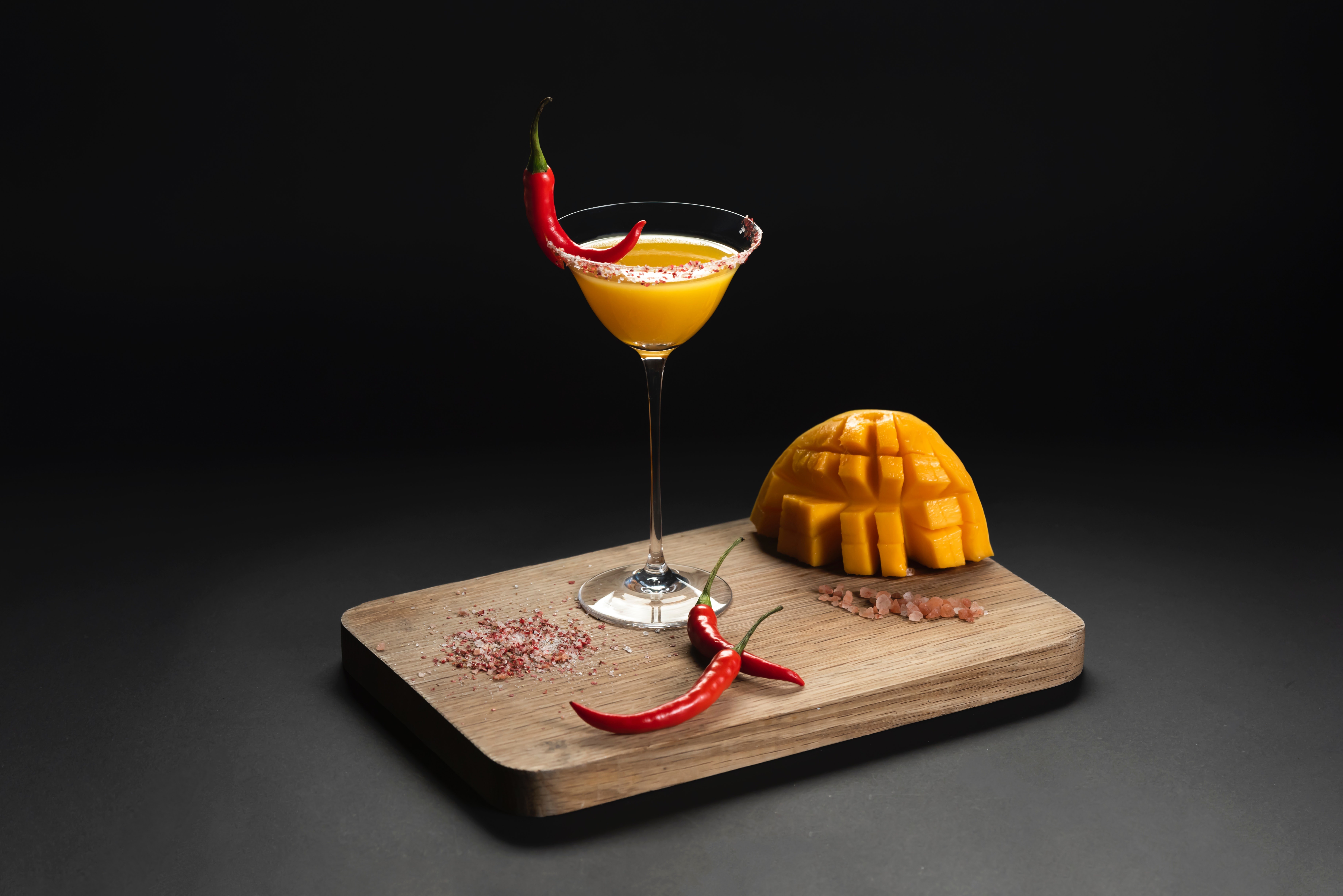 Mango Chili Cocktail with Mango and Peppers HD Wallpaper