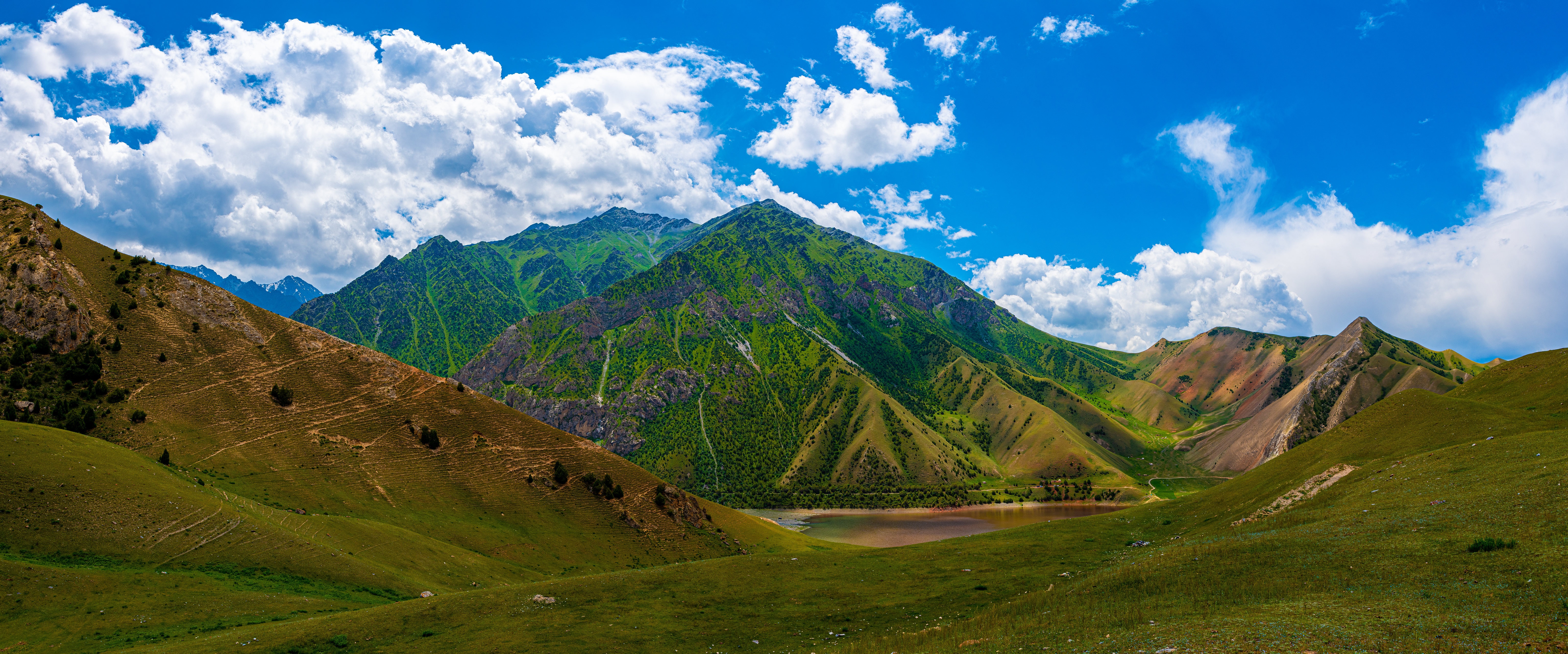 Kolduk Lakes Panorama in Kyrgyzstan Mountains HD Wallpaper