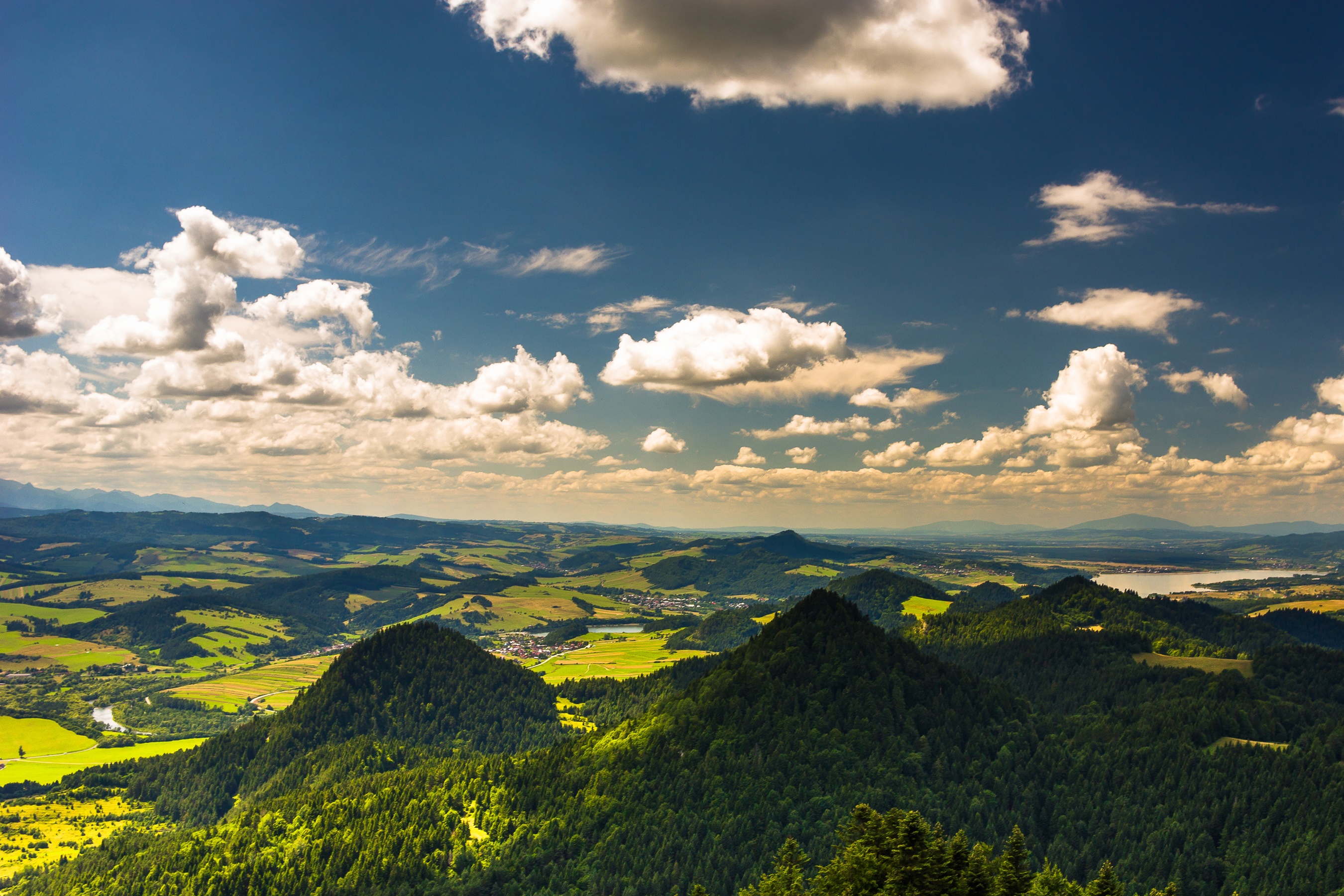 Pieniny Mountains landscape with fields and forests in Poland HD Wallpaper
