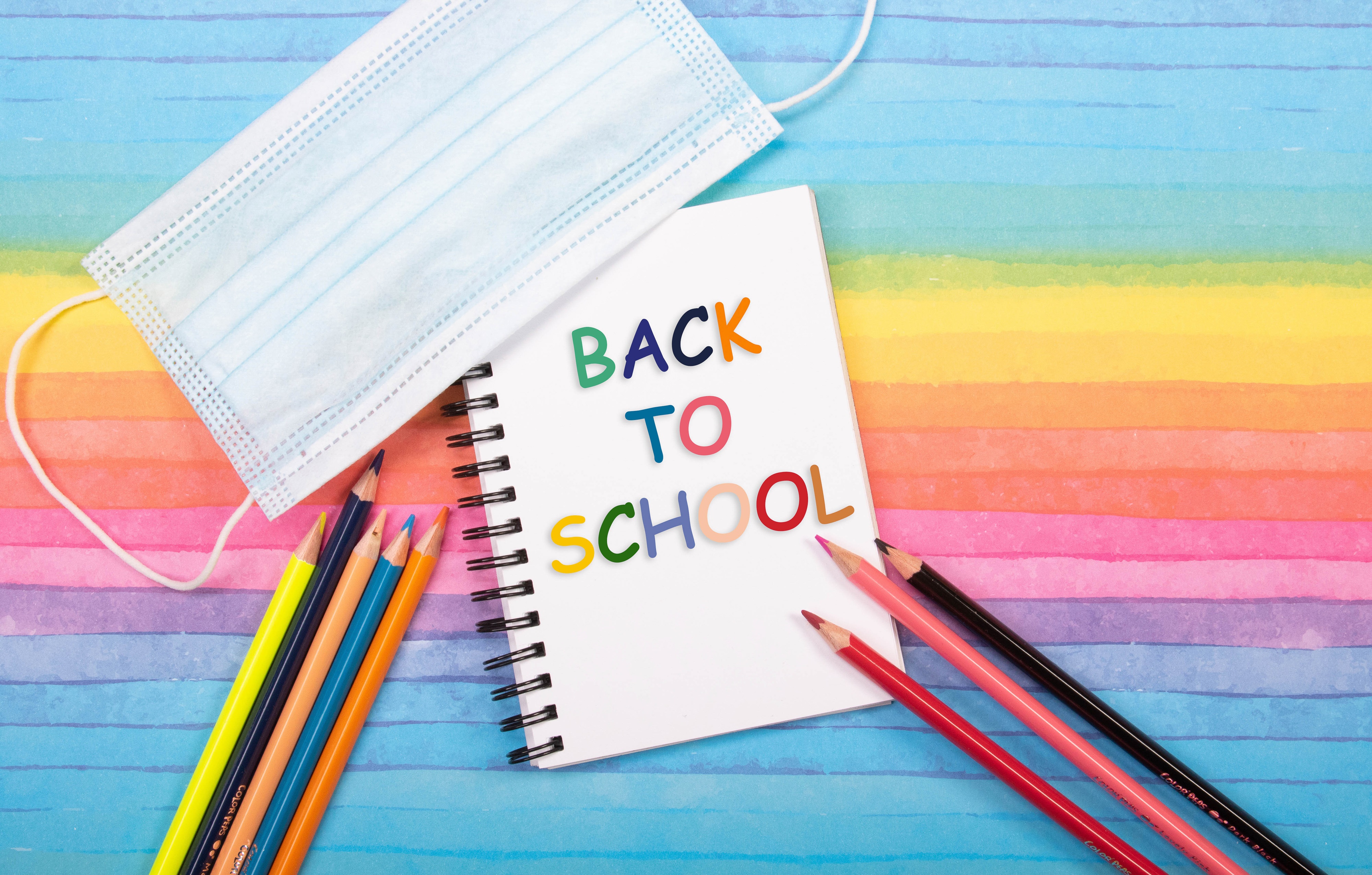 Back to School with Face Mask and Pencils HD Wallpaper