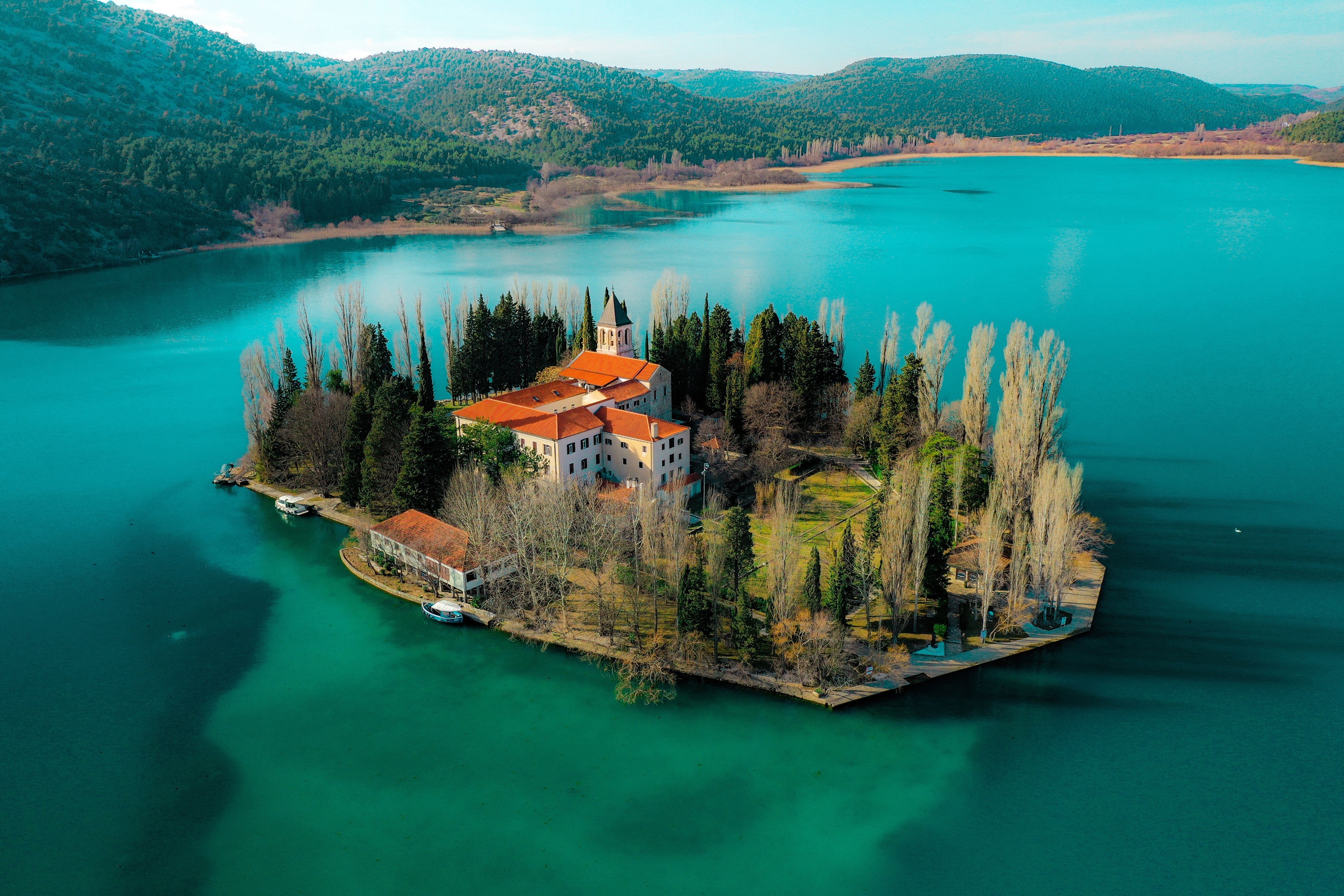 Visovac Island Monastery in Krka National Park, Croatia HD Wallpaper