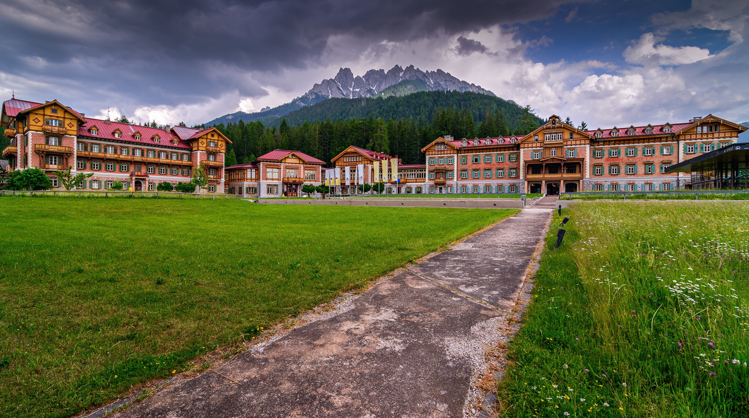 Grand Hotel Toblach in the Italian Alps HD Wallpaper