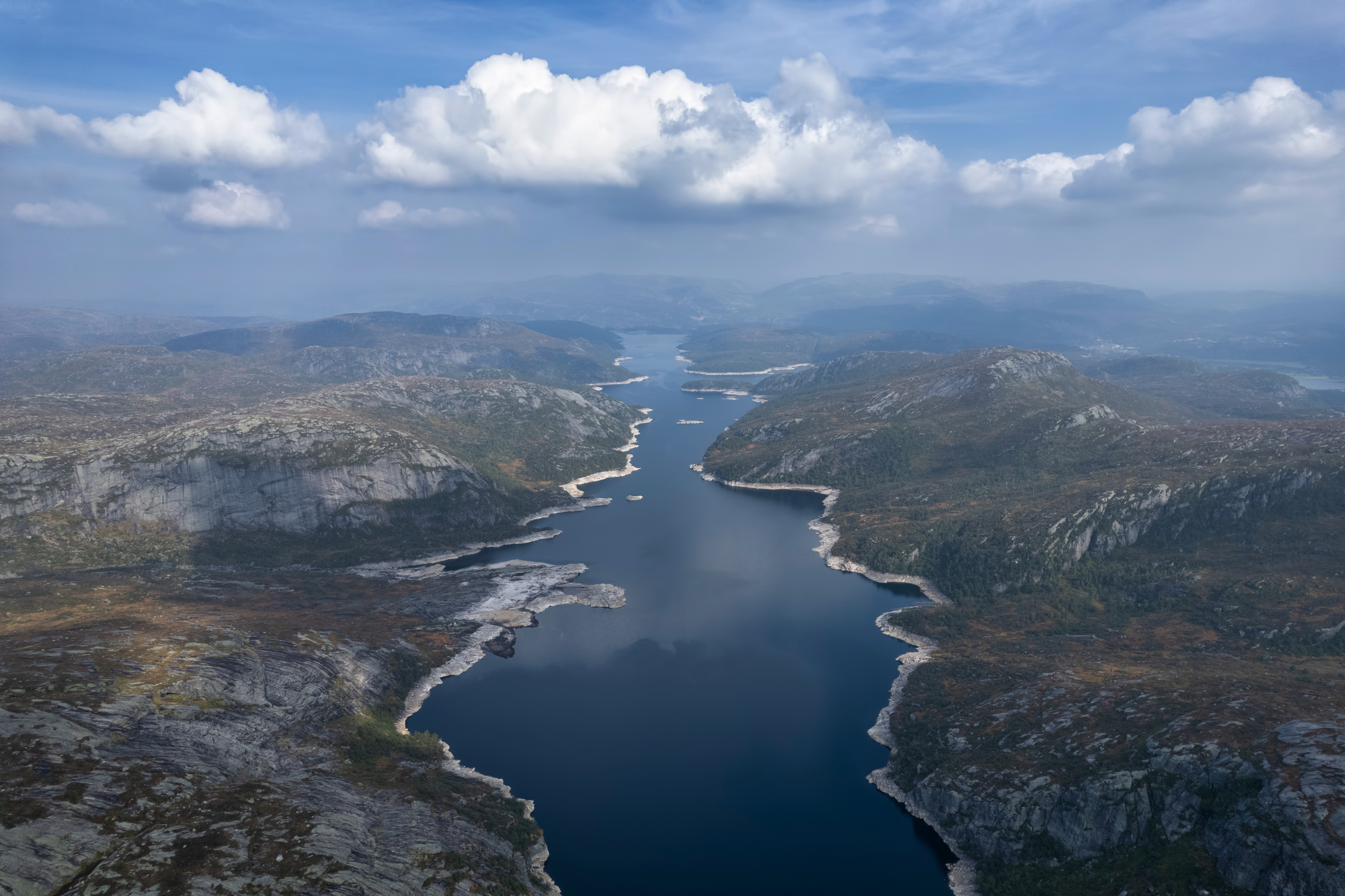 Valevatn Lake and Mountains in Norway from Above HD Wallpaper