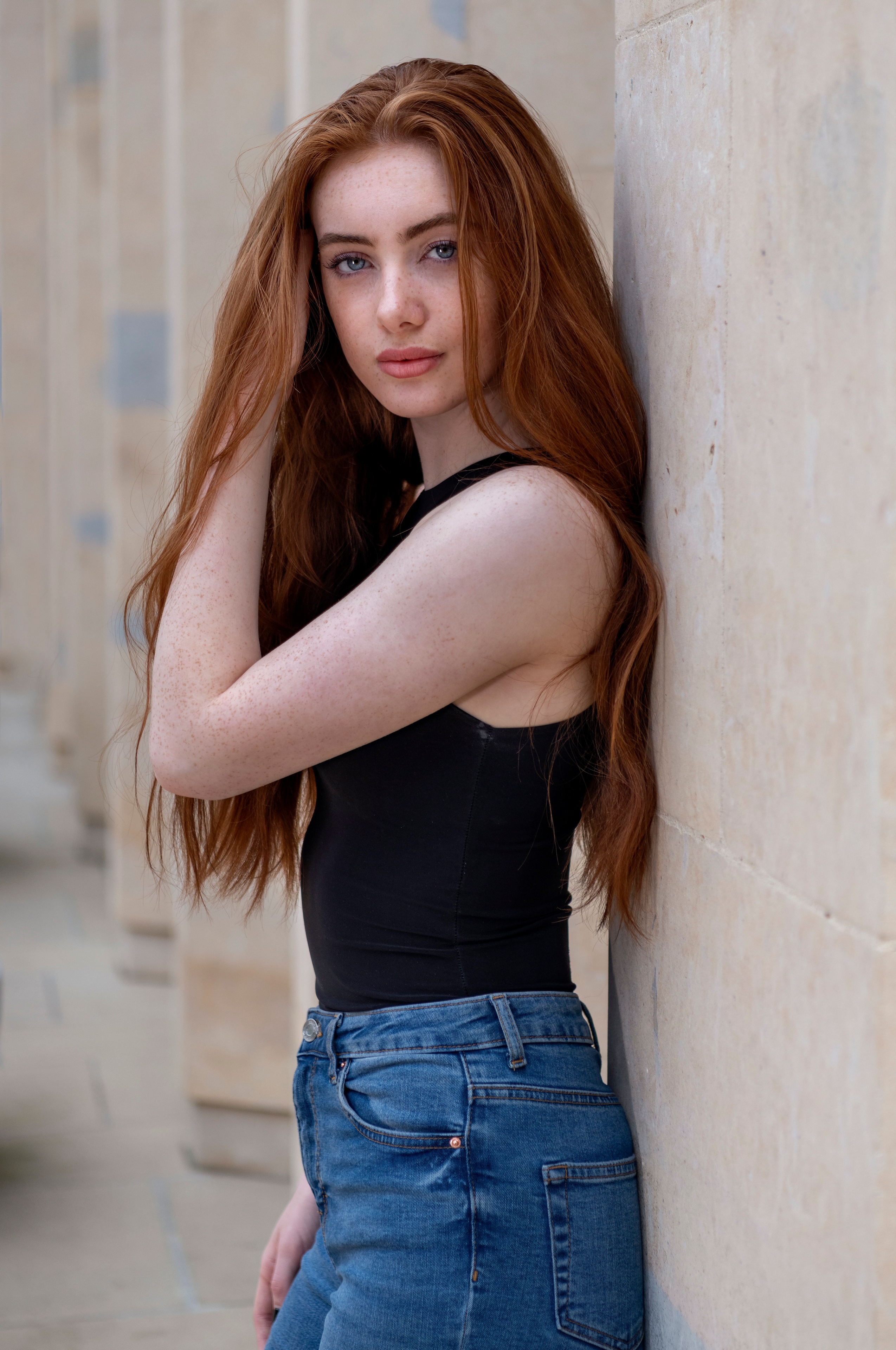 Redhead girl Emilia posing HD Phone Wallpaper