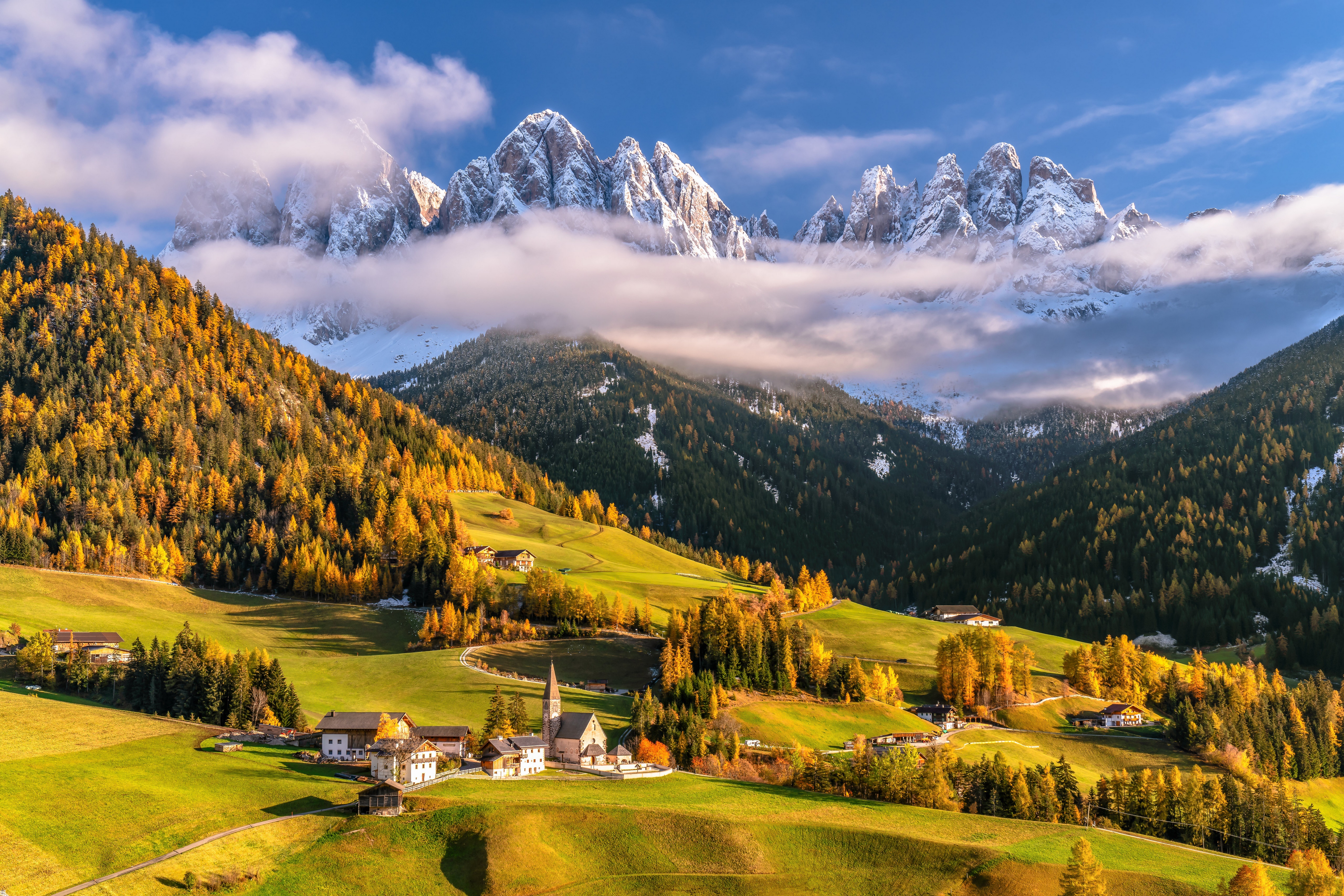 Dolomites Mountains in Autumn, Italy HD Wallpaper