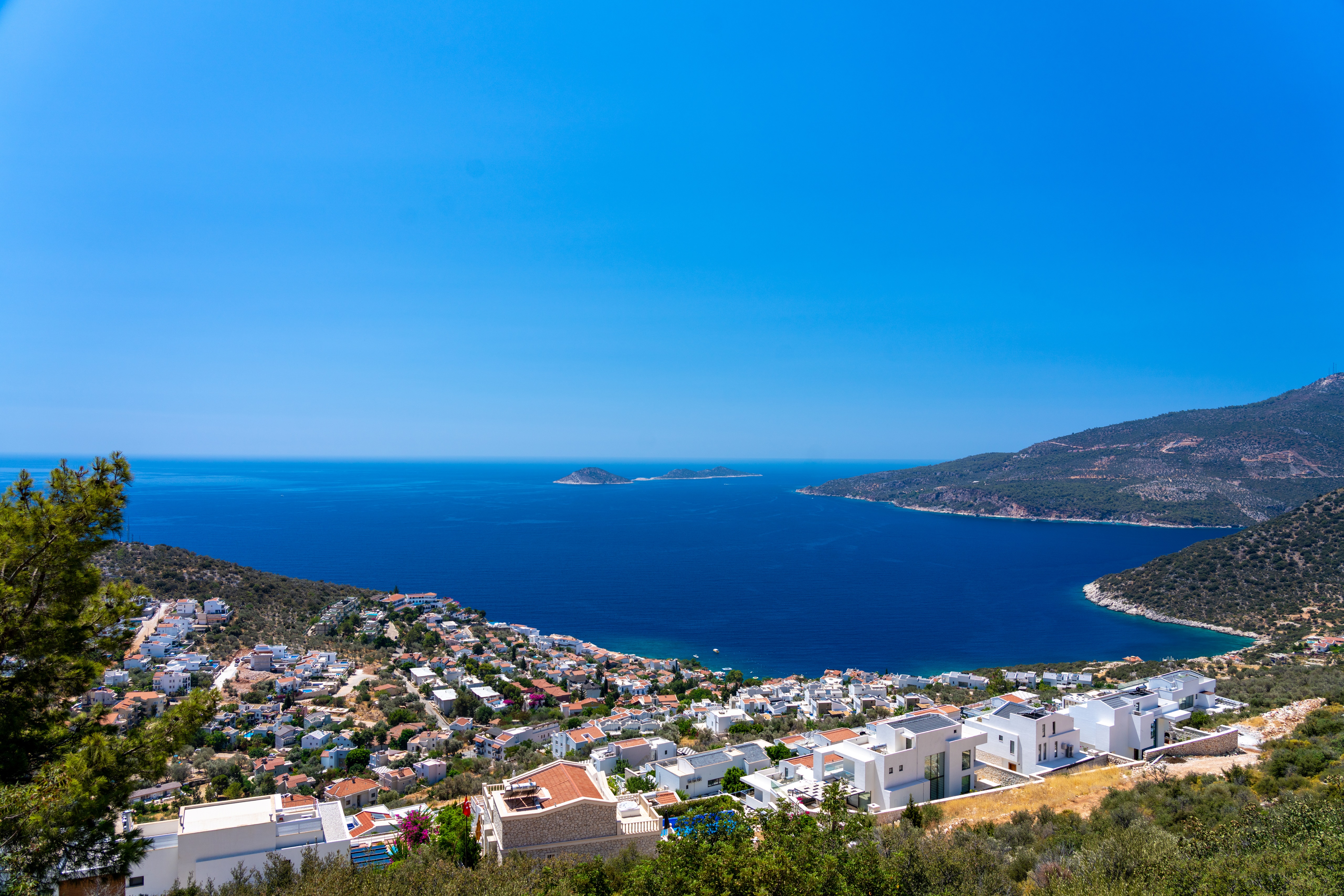 Kalkan, Turkey Coastline with Houses and Sea HD Wallpaper