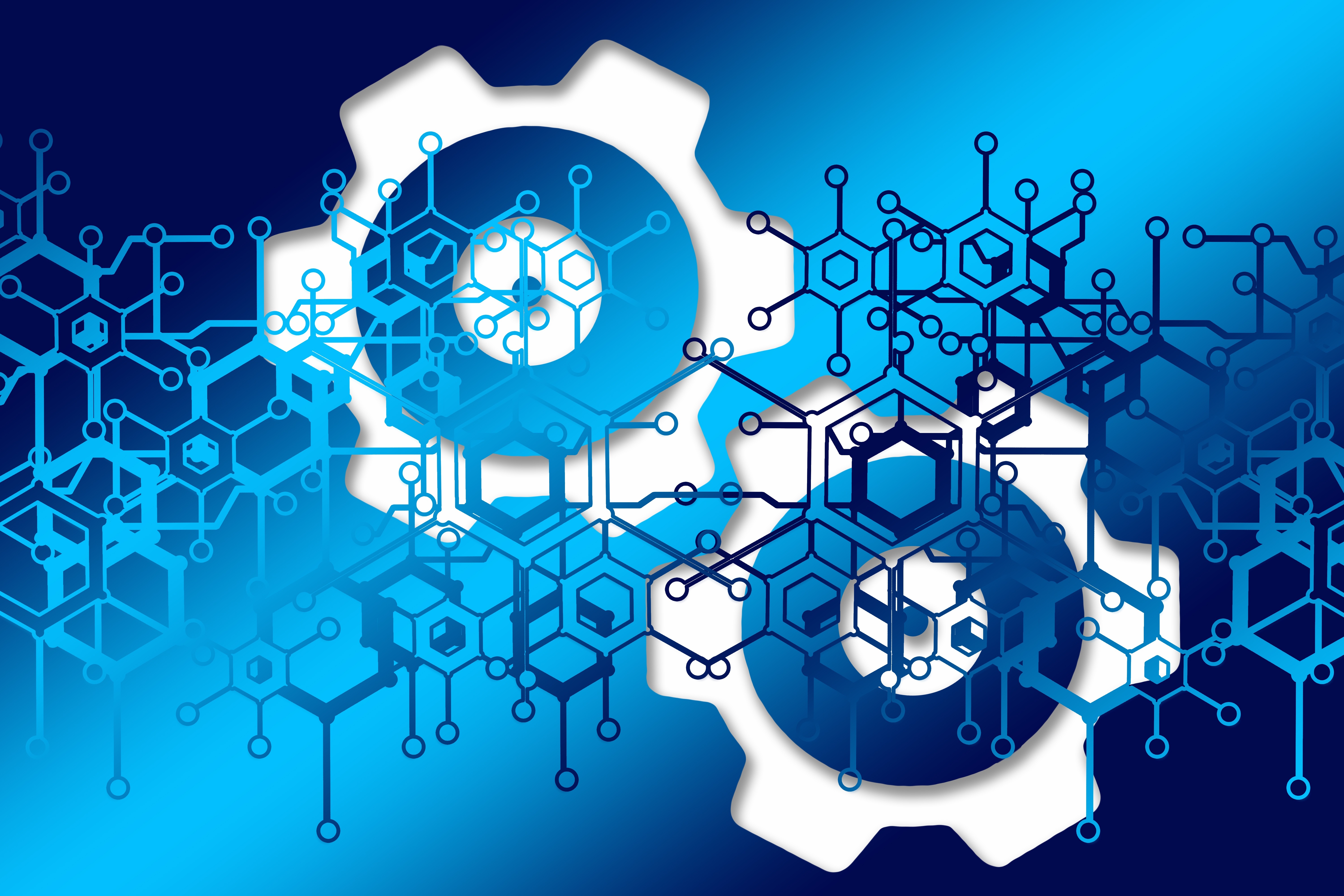 Gears and digital network illustration HD Wallpaper
