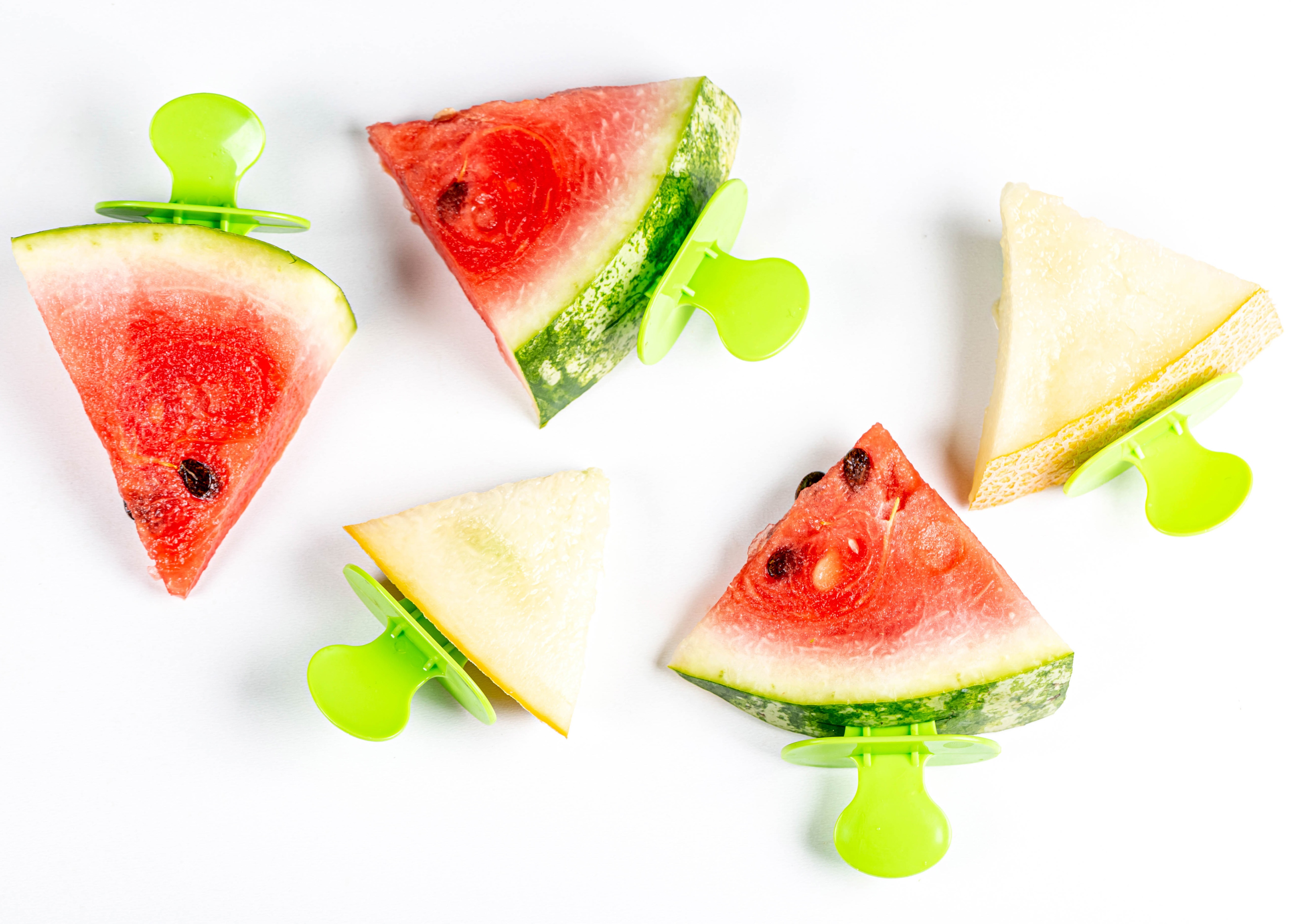 Watermelon and Melon Slices on Popsicle Sticks HD Wallpaper
