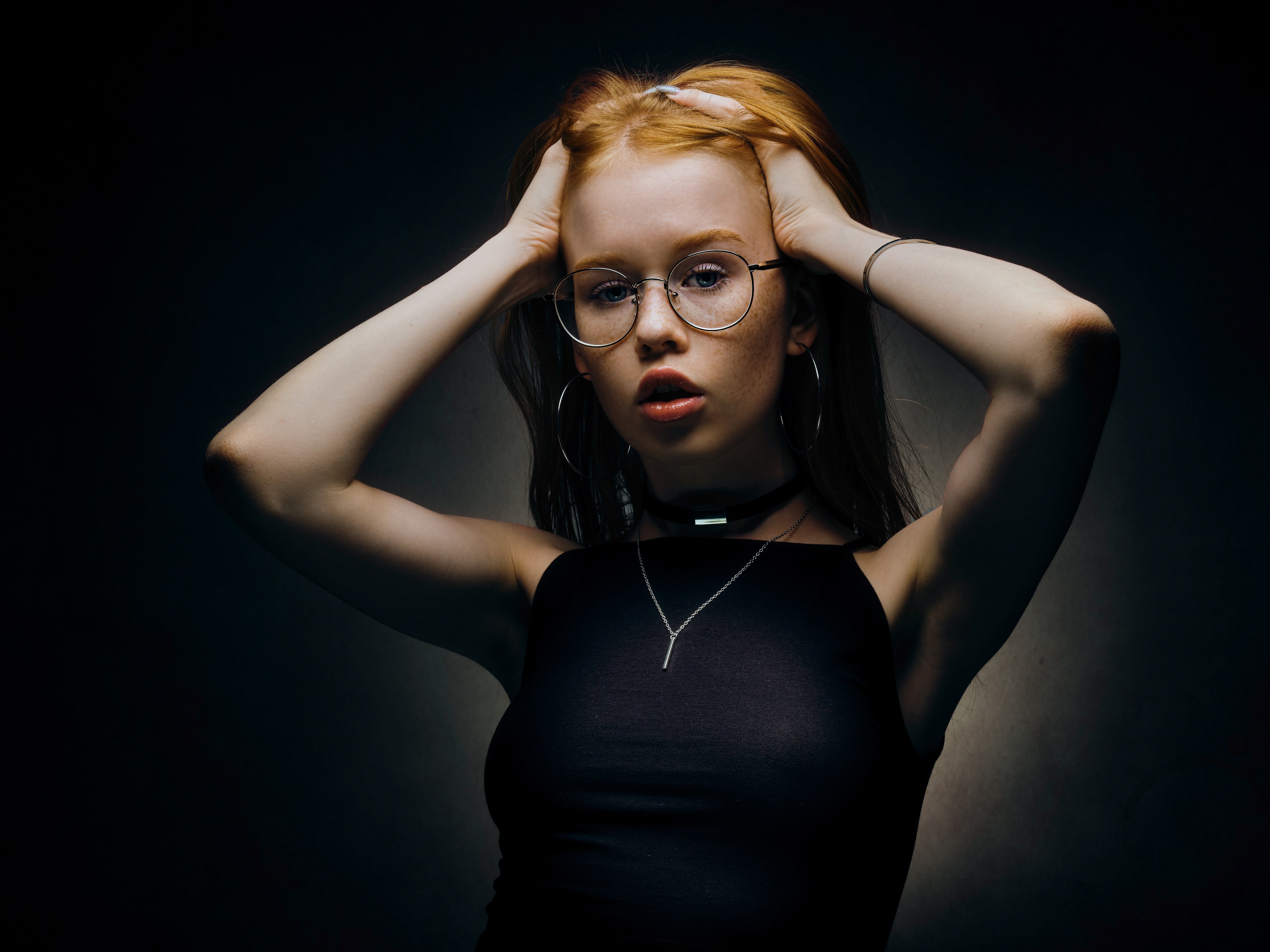Redhead girl with glasses by Nikolay Bobrovsky HD Wallpaper