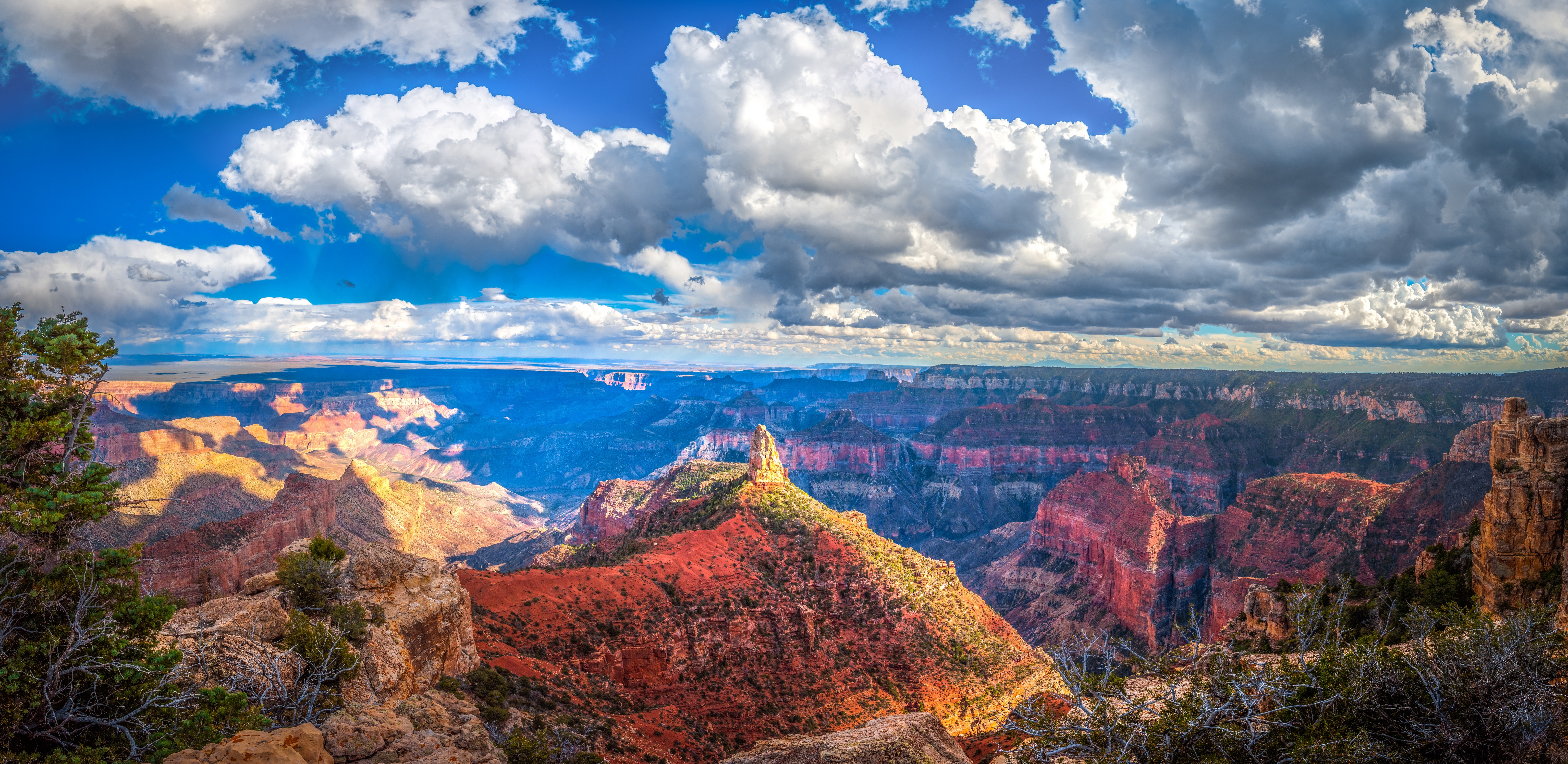 Grand Canyon National Park Panorama with Clouds HD Wallpaper