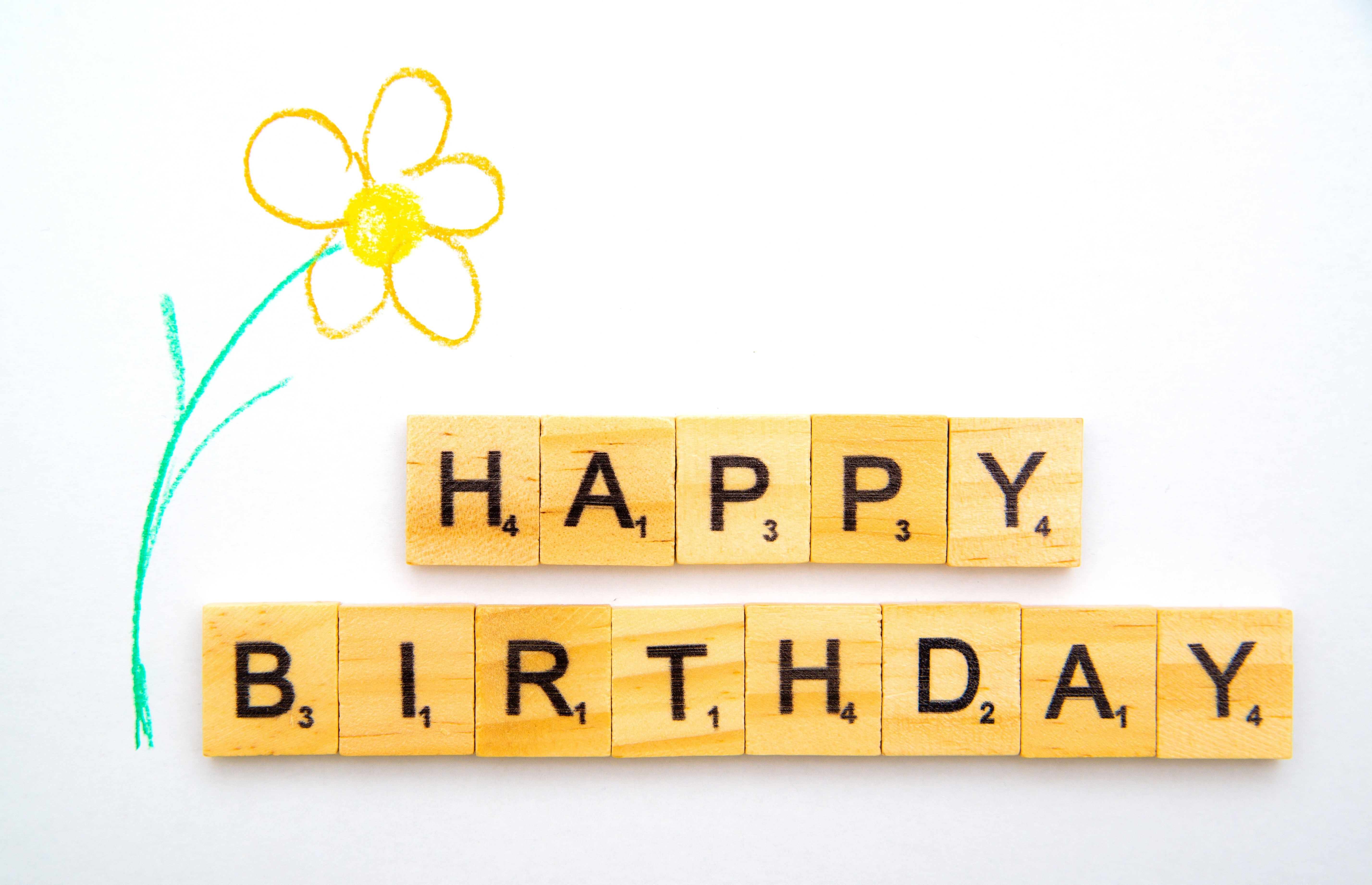 Happy Birthday Scrabble Tiles and Drawing HD Wallpaper