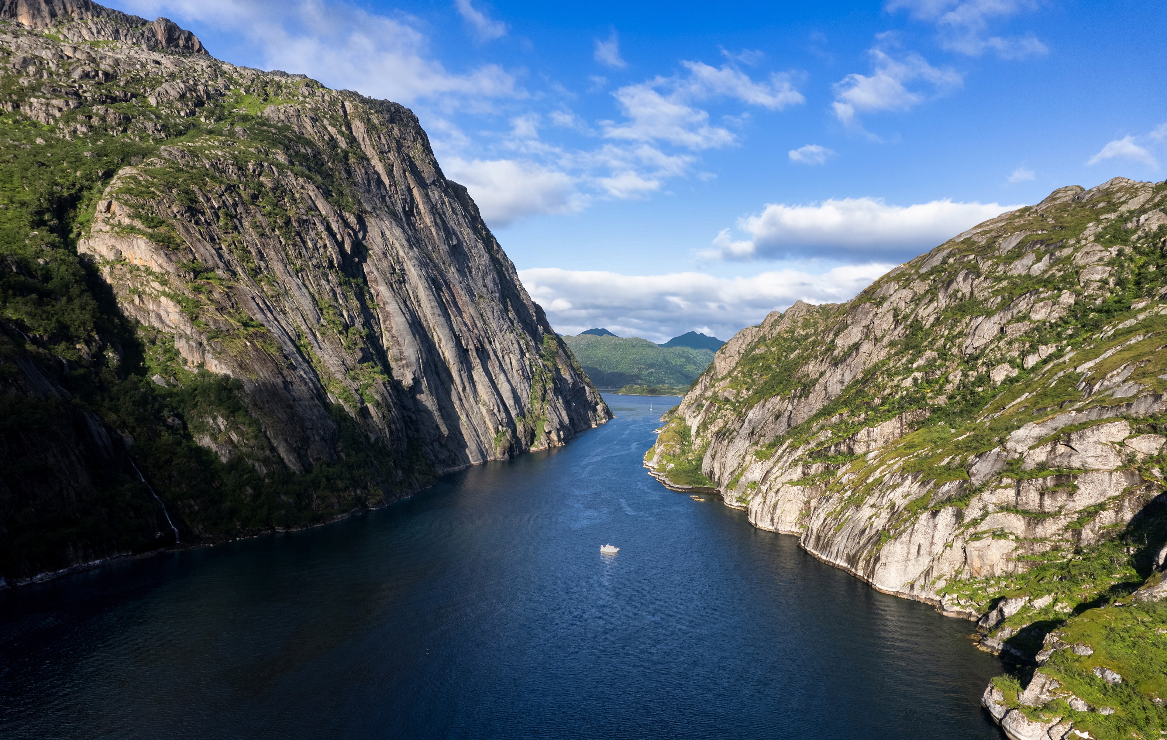4K Trollfjord Norway Mountains Lofoten Fjord Crag HD Wallpaper