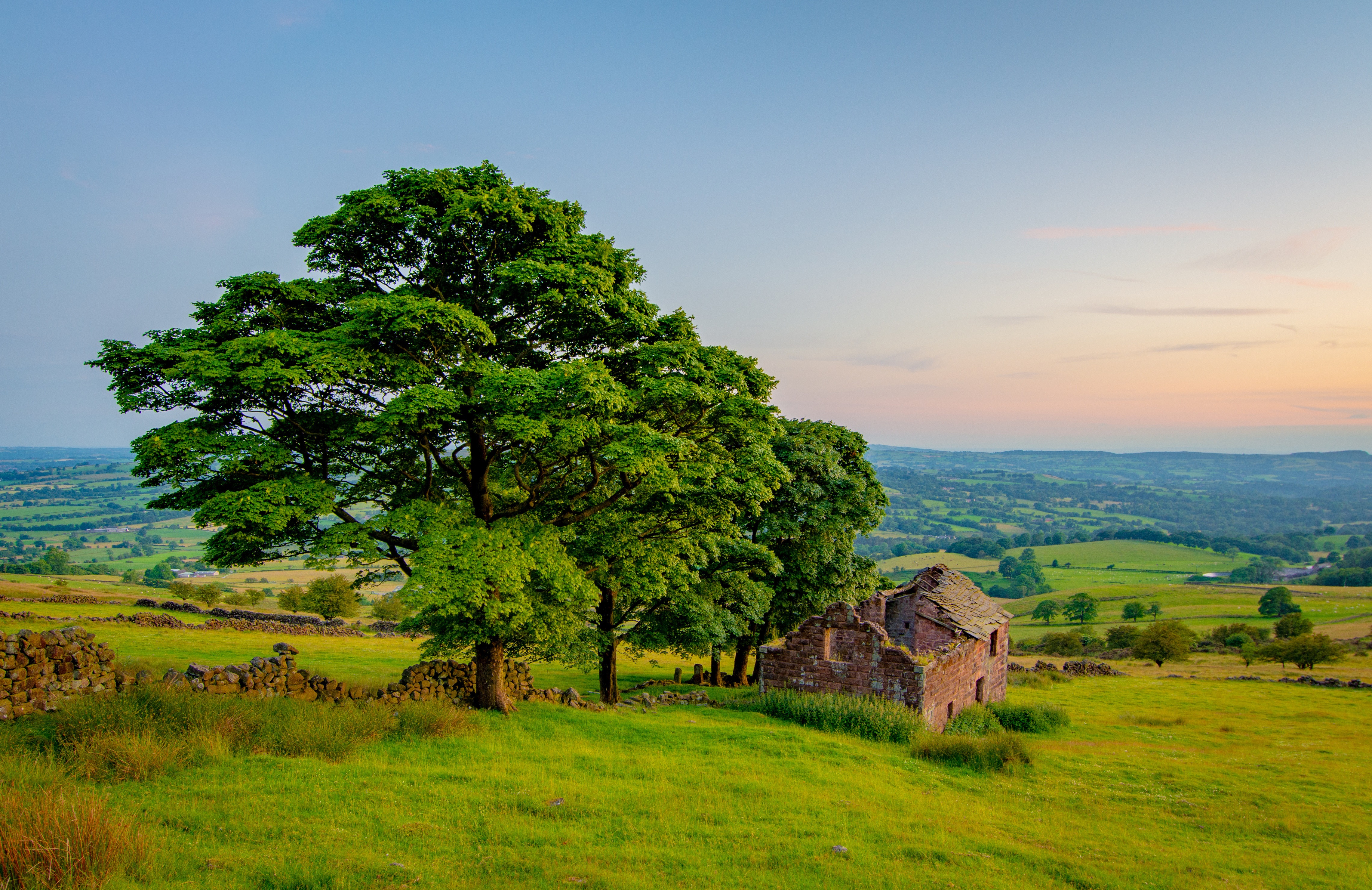 Roach End Barn ruins in Peak District, England HD Wallpaper