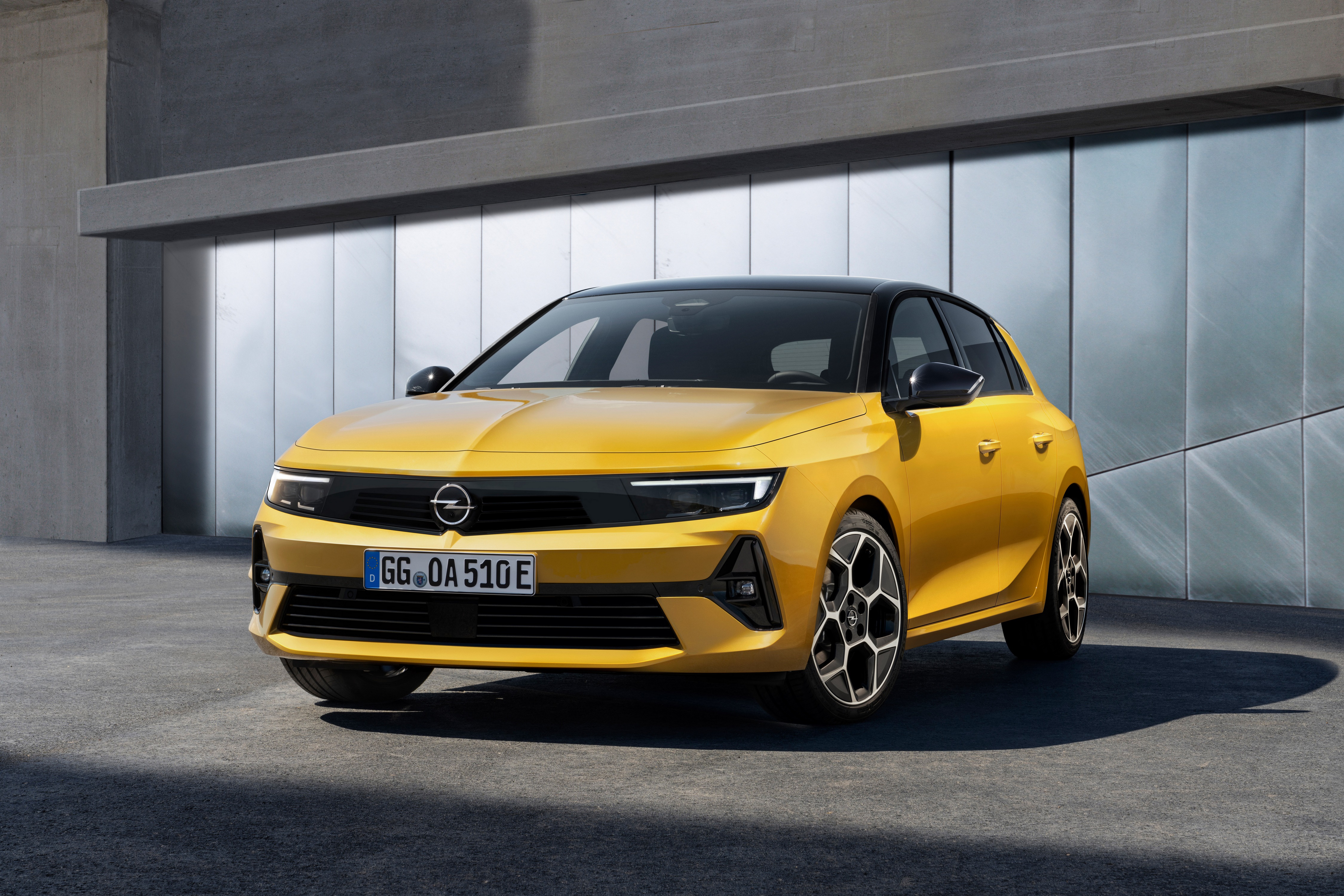Yellow Opel Astra Hybrid (L) 2021 HD Wallpaper