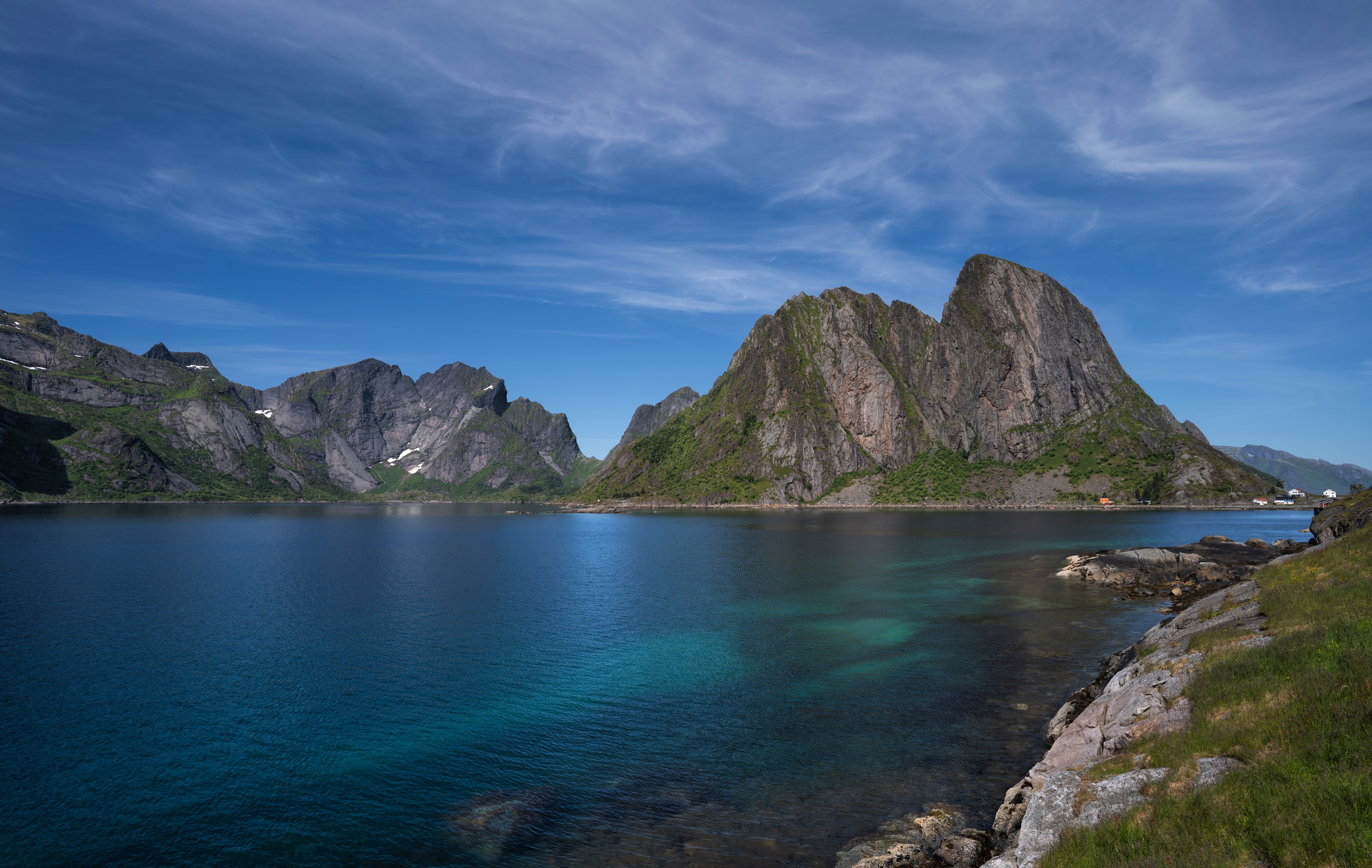 Norway Lofoten Mountains Fjord HD Wallpaper