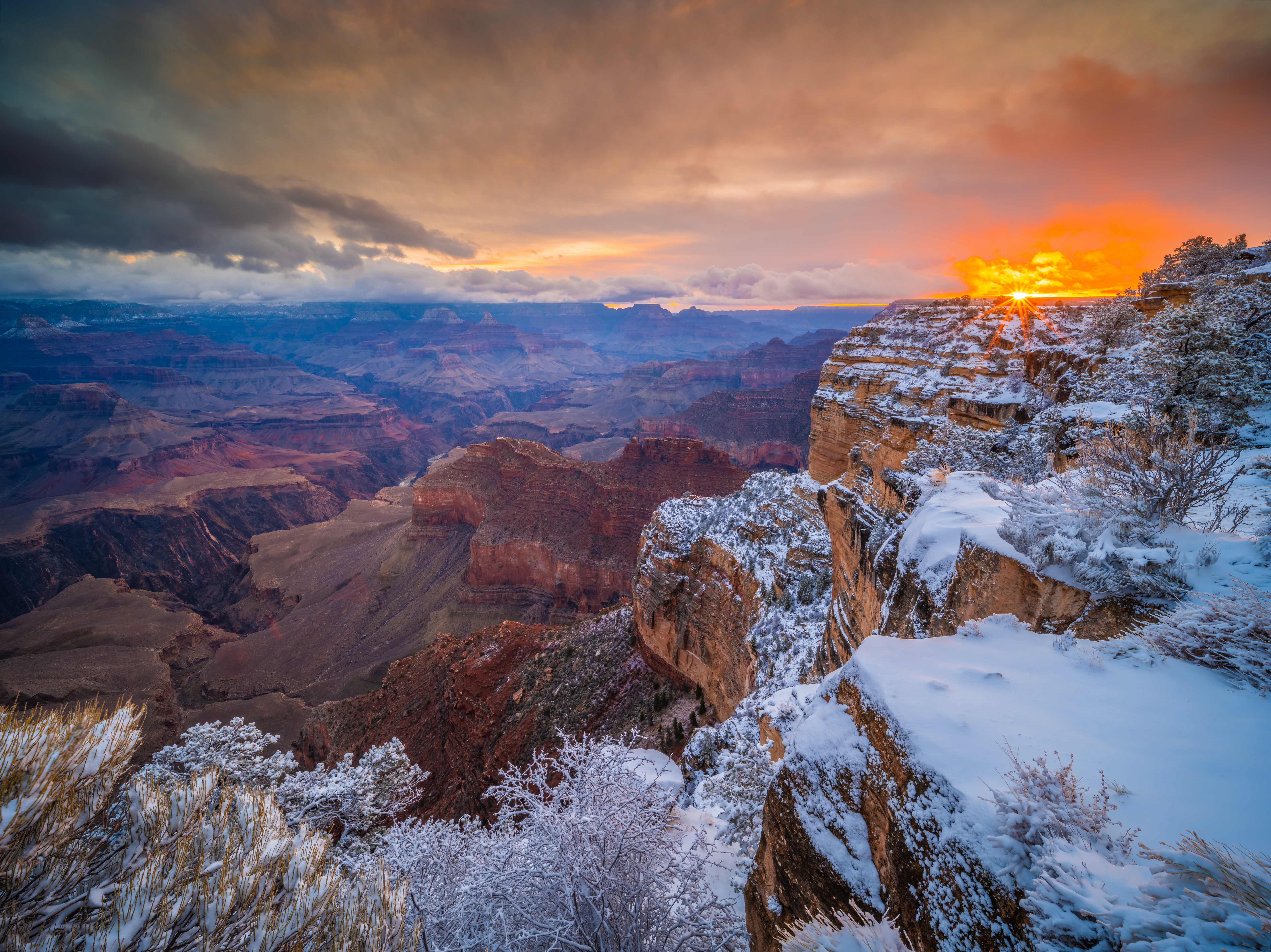 Grand Canyon National Park in Winter at Sunrise HD Wallpaper
