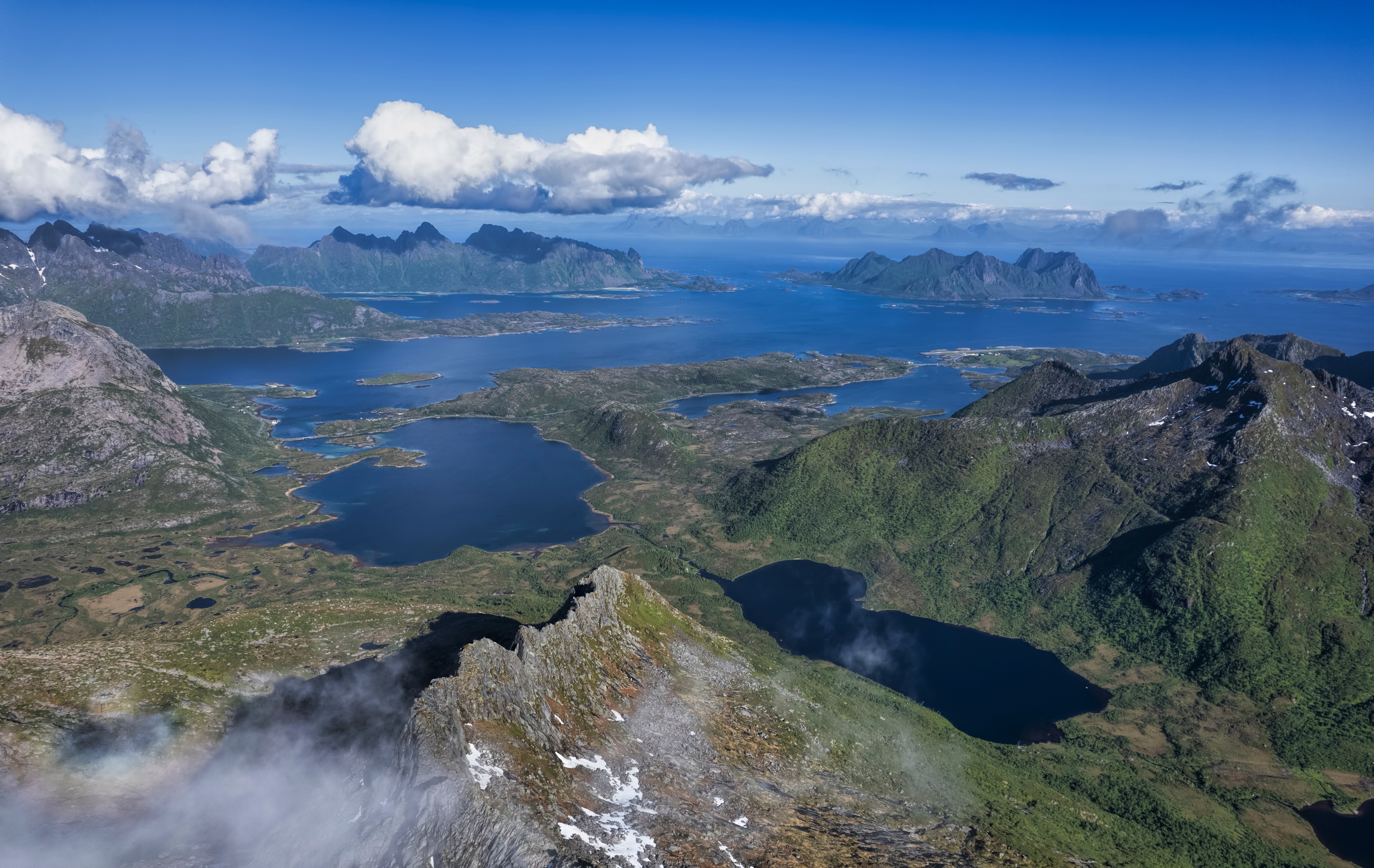 Aerial view of Lofoten Islands, Norway HD Wallpaper