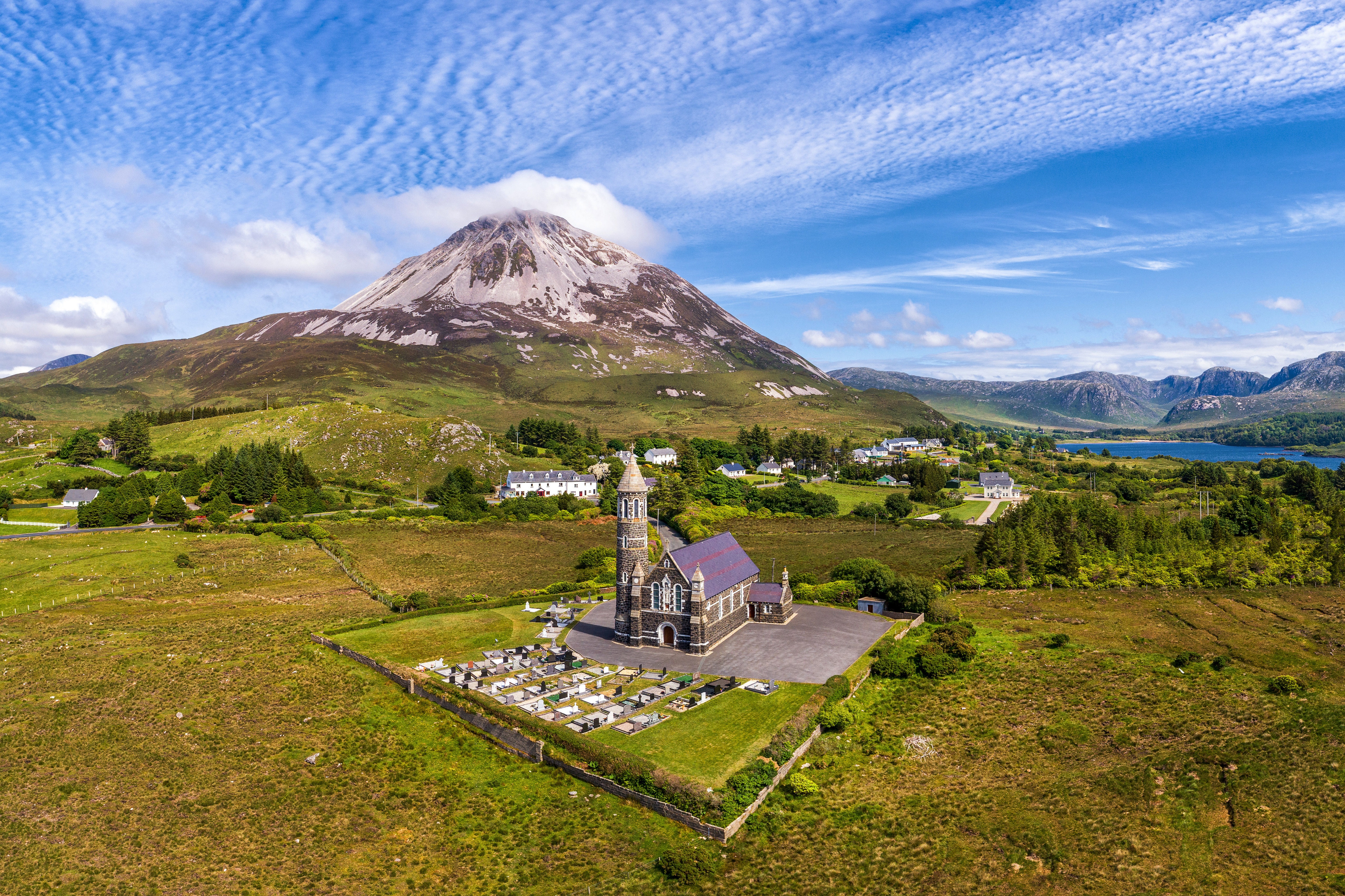 Church and Mount Errigal in Donegal, Ireland HD Wallpaper