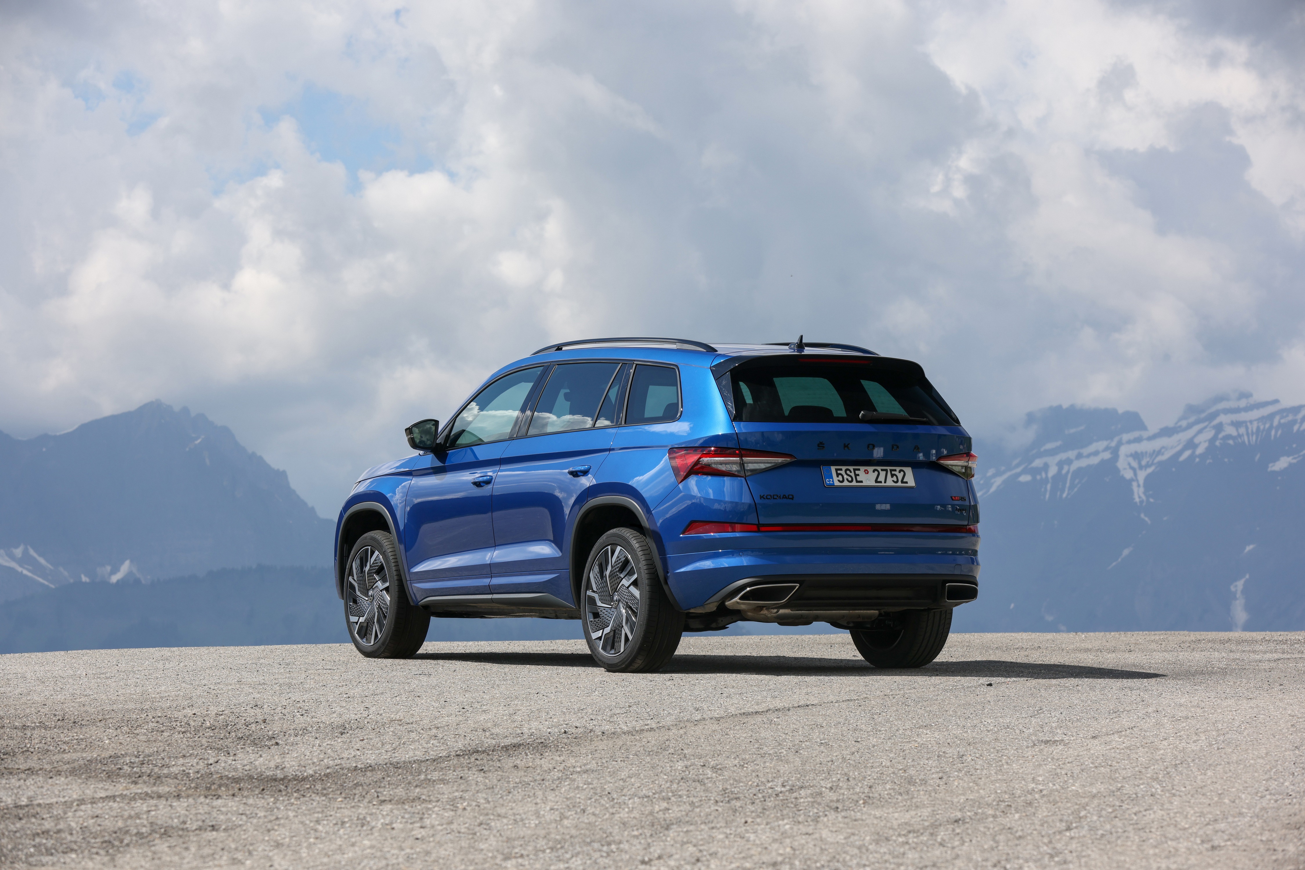 Blue Skoda Kodiaq RS Crossover from the back HD Wallpaper