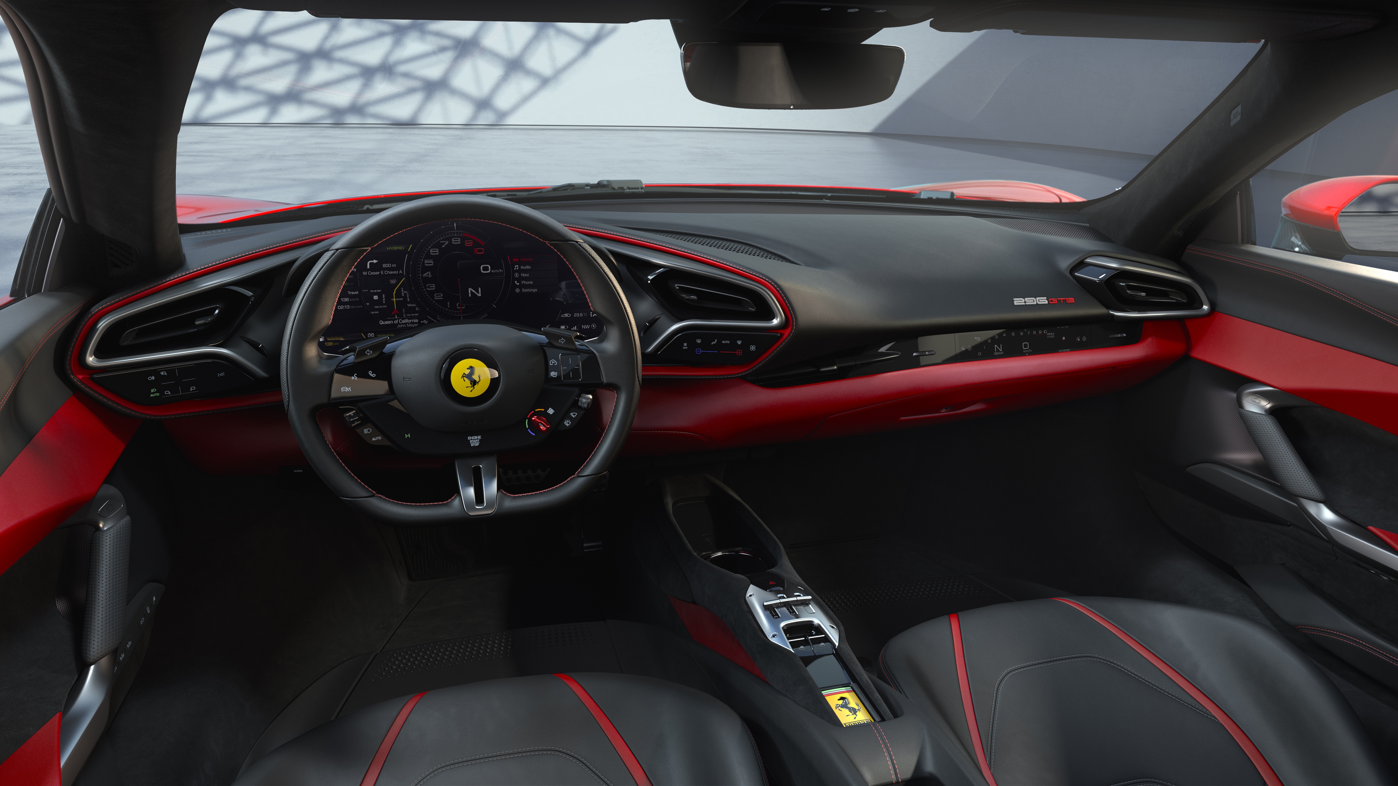 Interior of a 2022 Ferrari 296 GTB HD Wallpaper