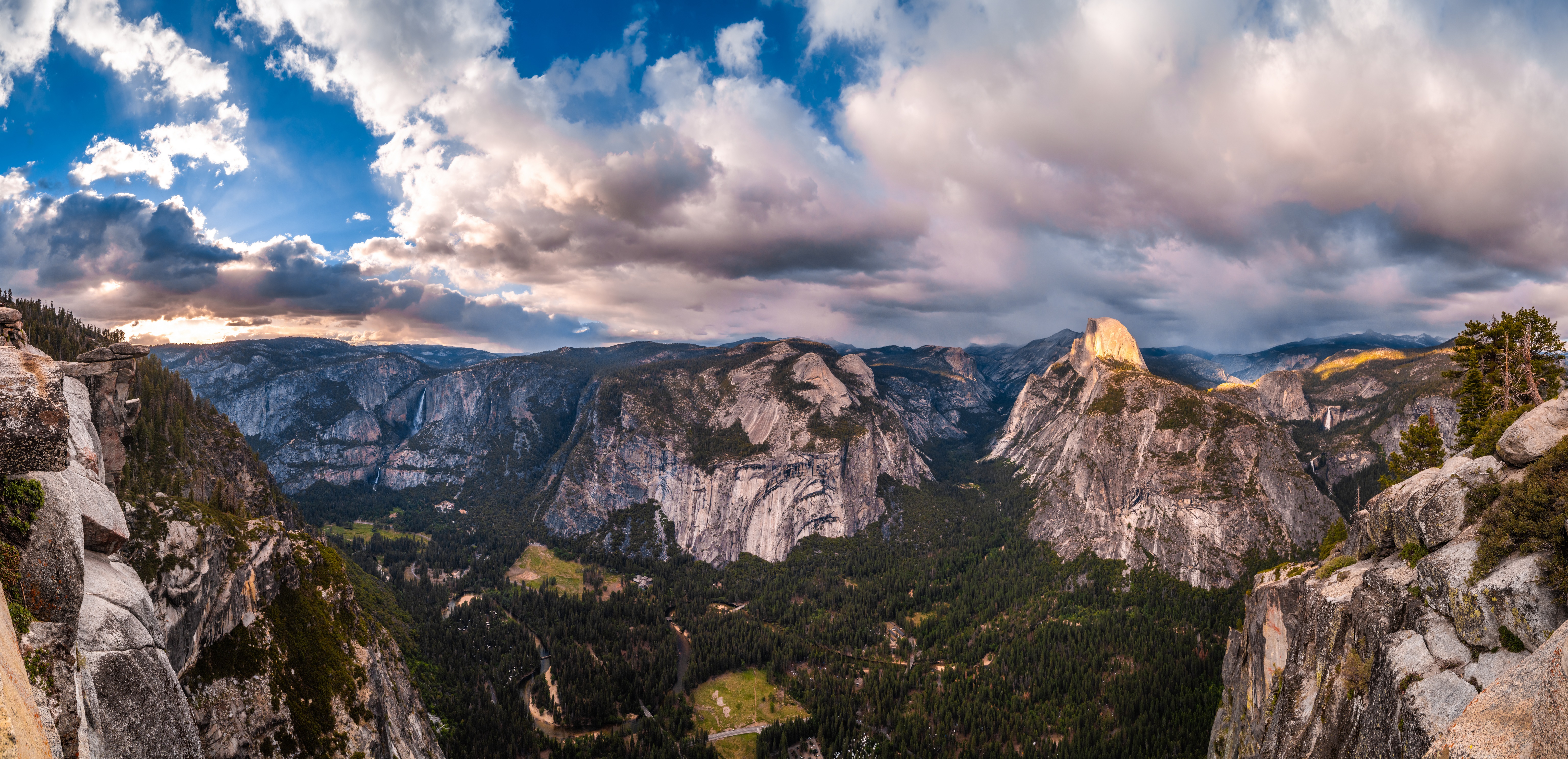 Yosemite National Park Panorama with Half Dome HD Wallpaper
