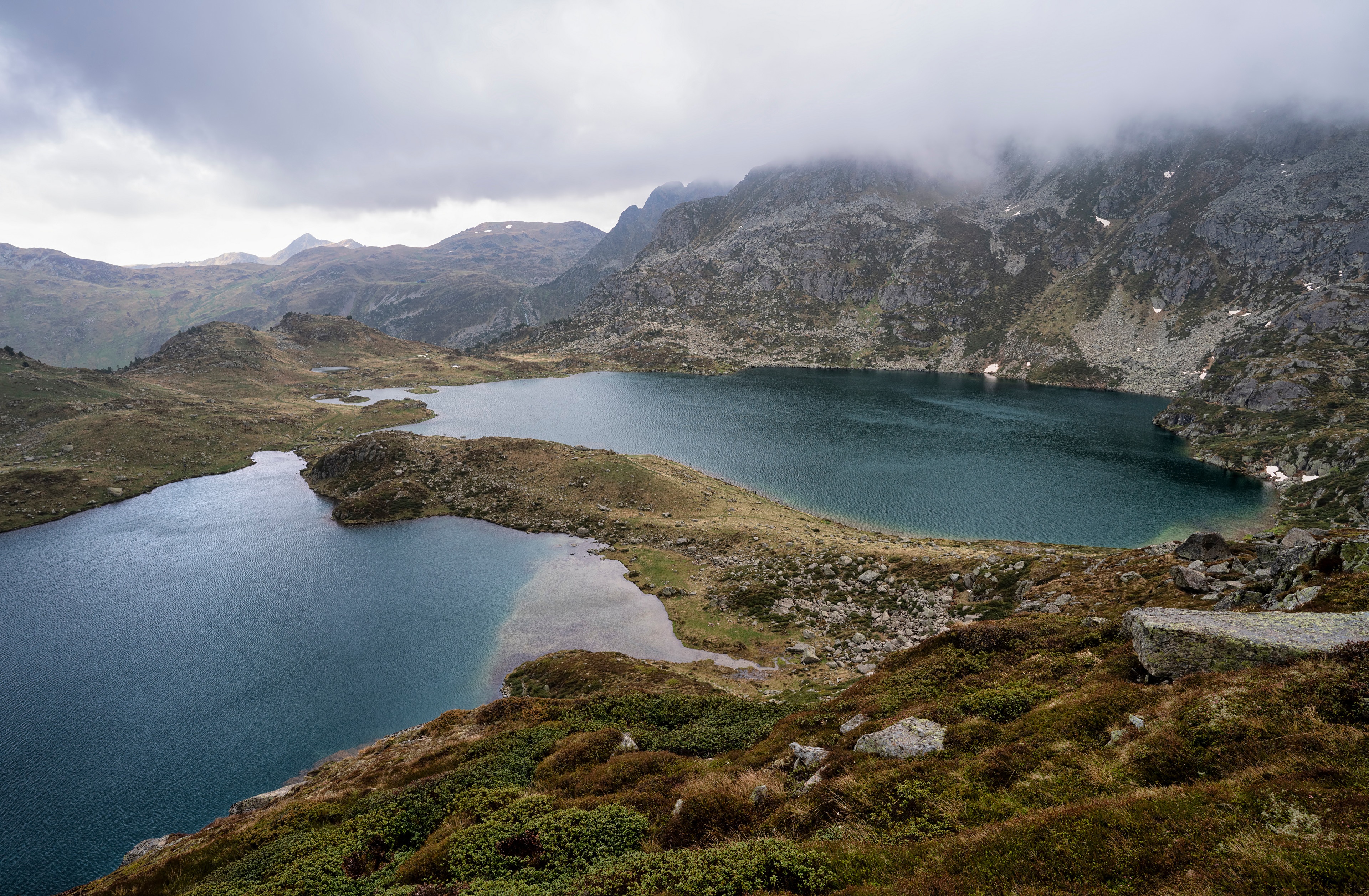 4K Ariege France Mountains Lake Clouds HD Wallpaper
