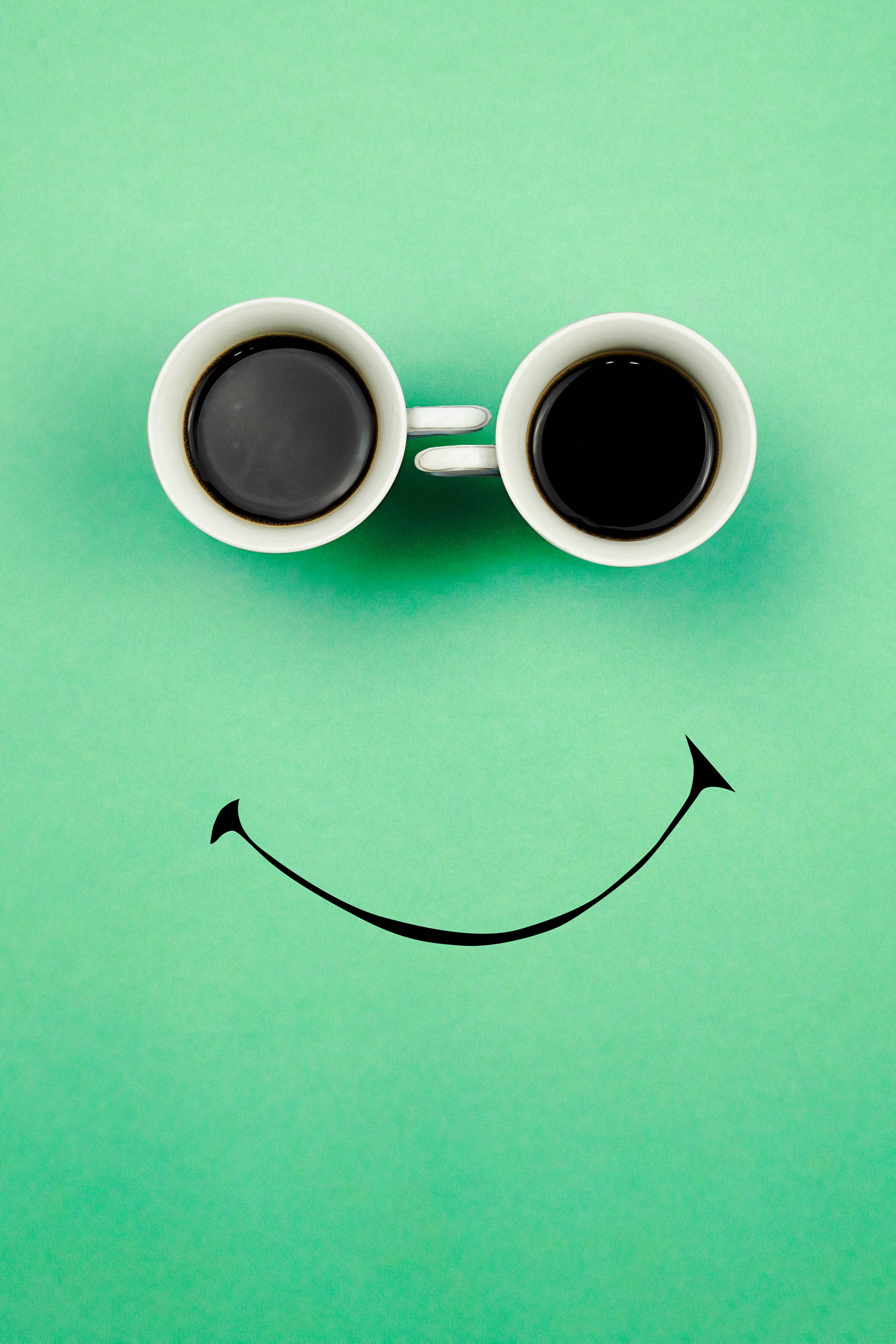 Two coffee cups forming a smiley face HD Phone Wallpaper