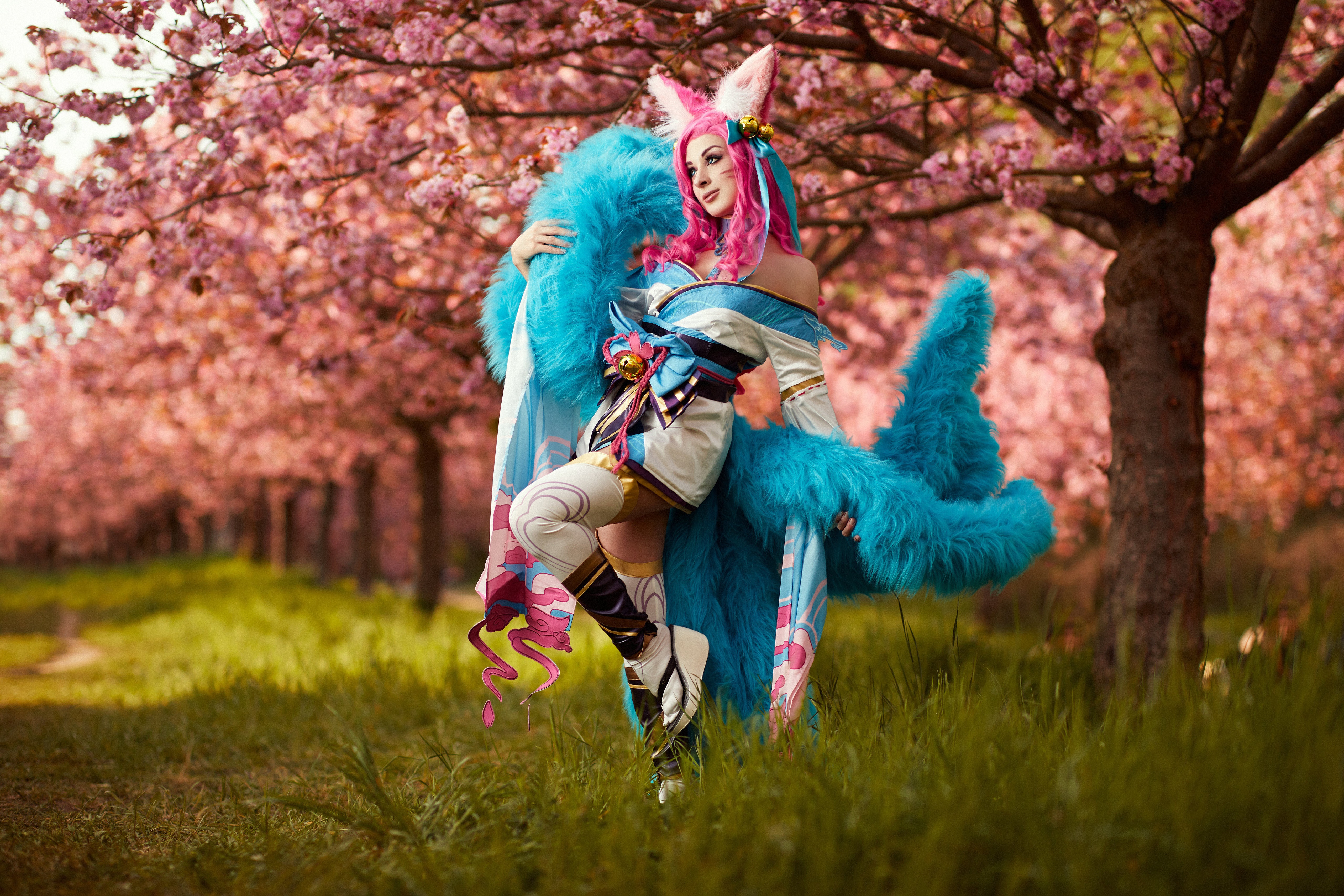 Spirit Blossom Ahri from League of Legends Cosplay HD Wallpaper