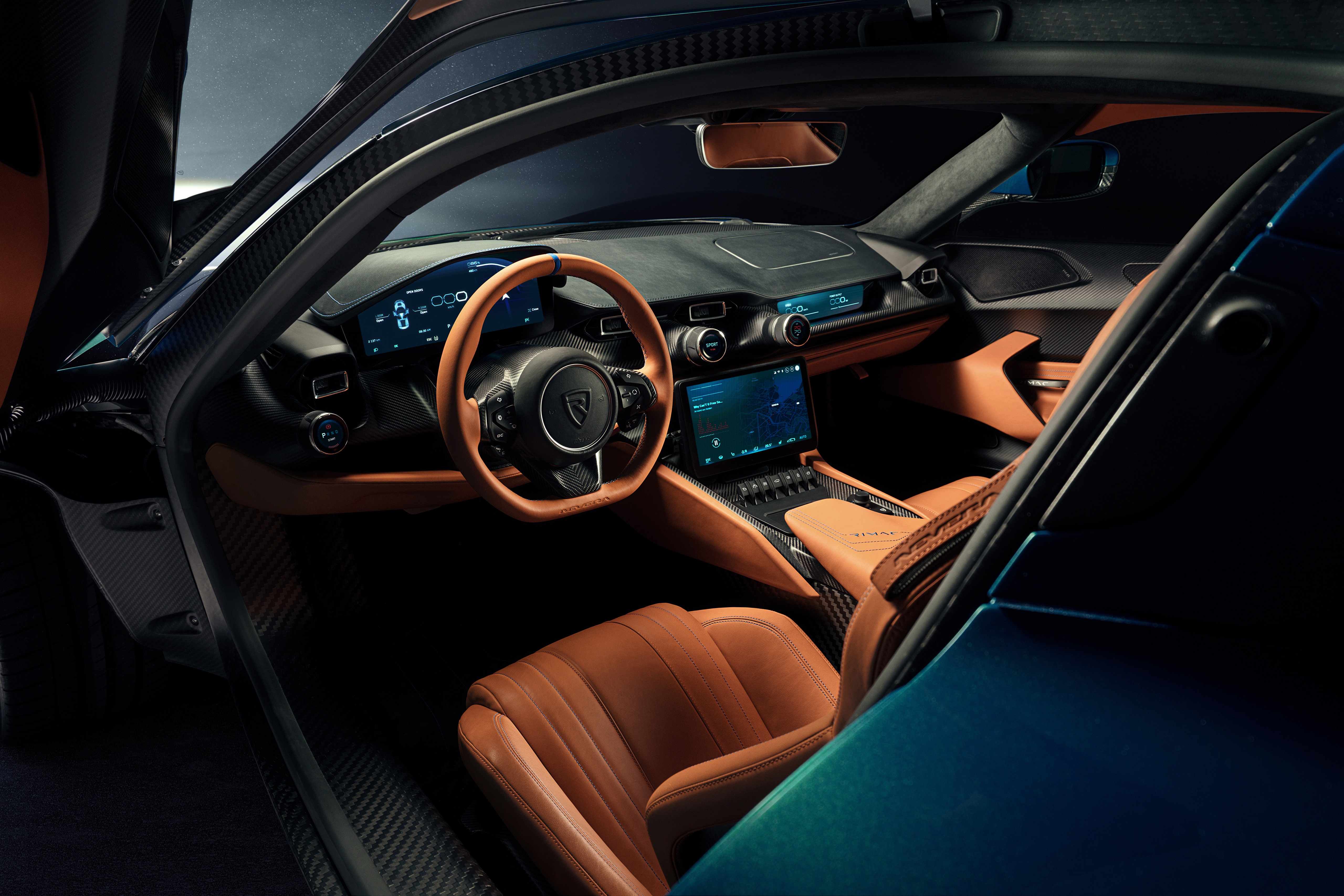 Interior of a luxury electric car HD Wallpaper