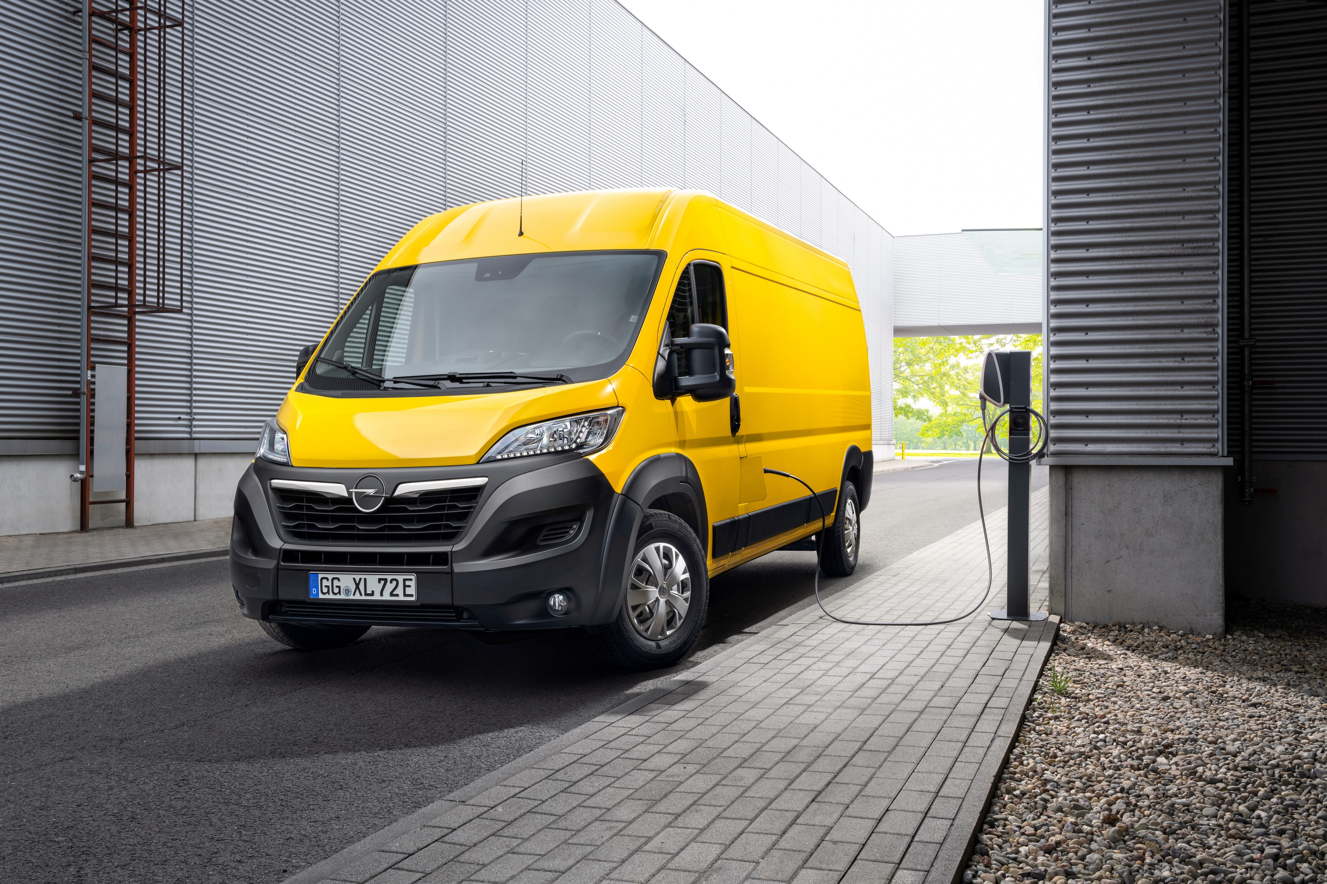 Yellow Opel Movano-e Van Charging HD Wallpaper