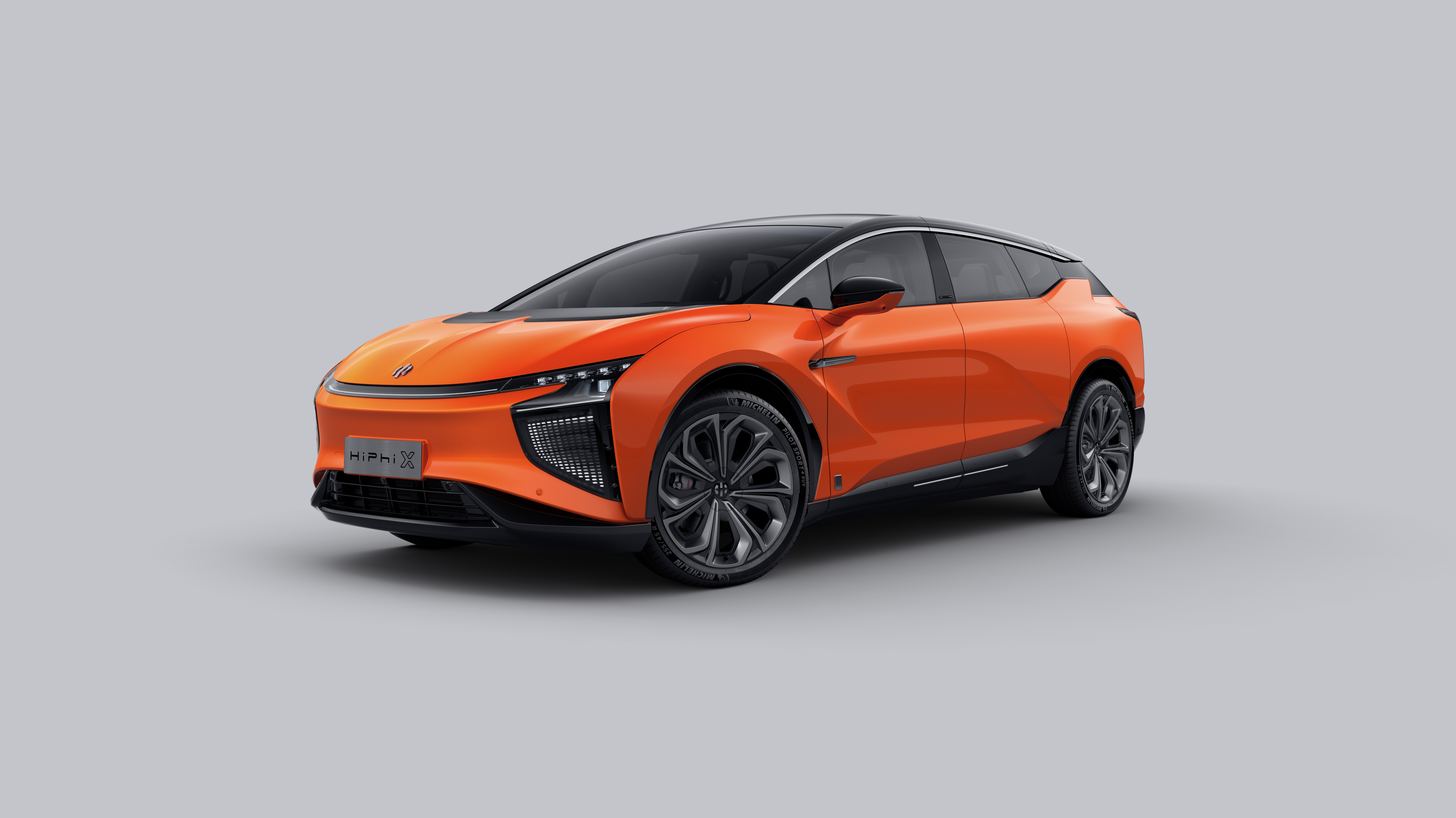Orange HiPhi X 2020 Crossover on Gray Background HD Wallpaper