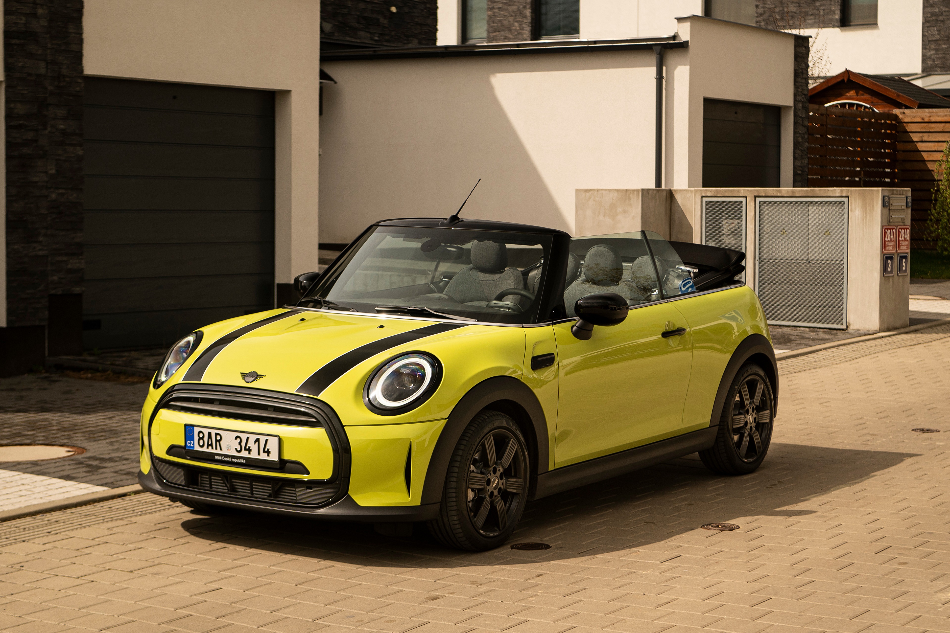2021 Mini Cooper Cabriolet in Yellow Green Metallic HD Wallpaper