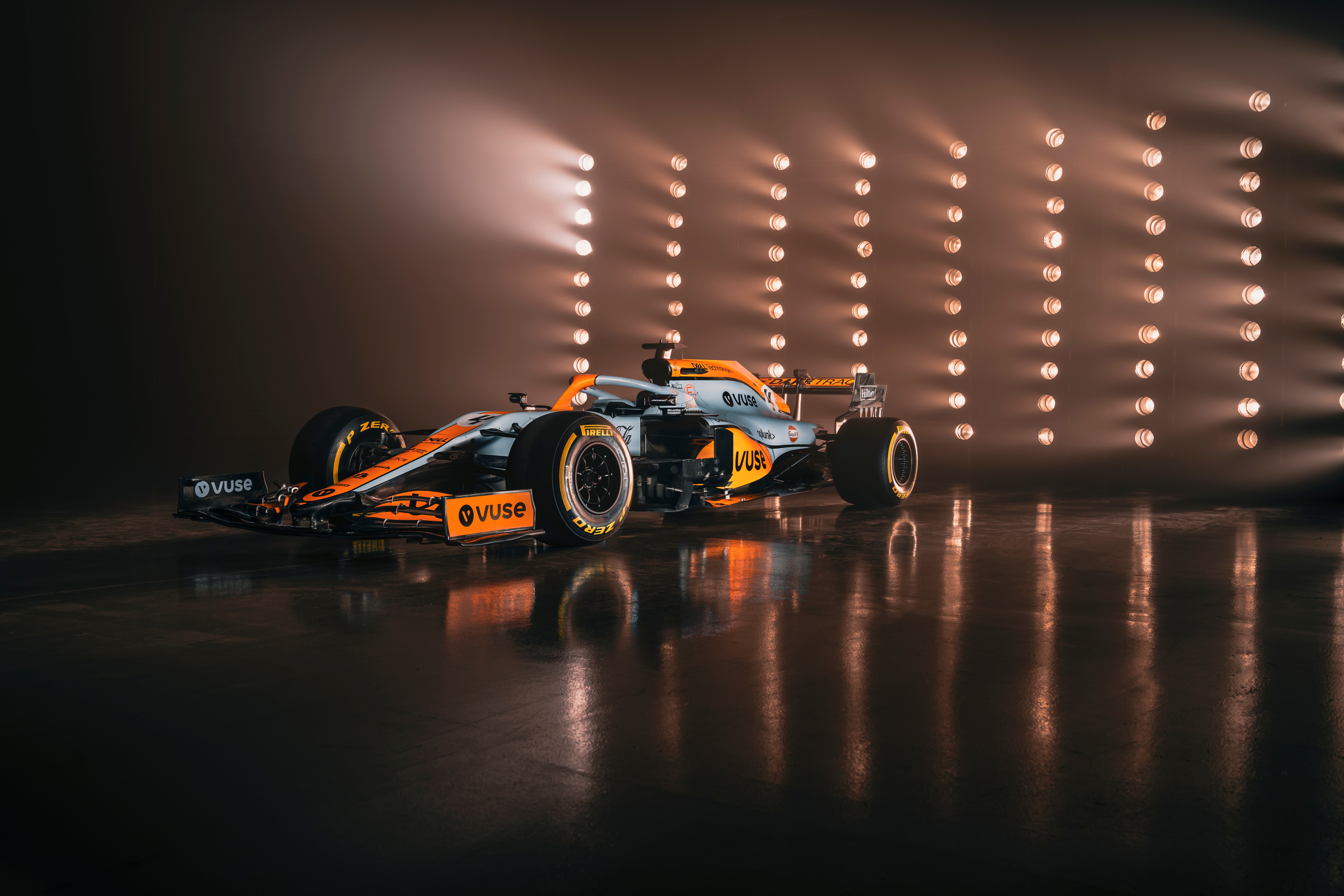 McLaren MCL35M Formula 1 car with Gulf livery HD Wallpaper