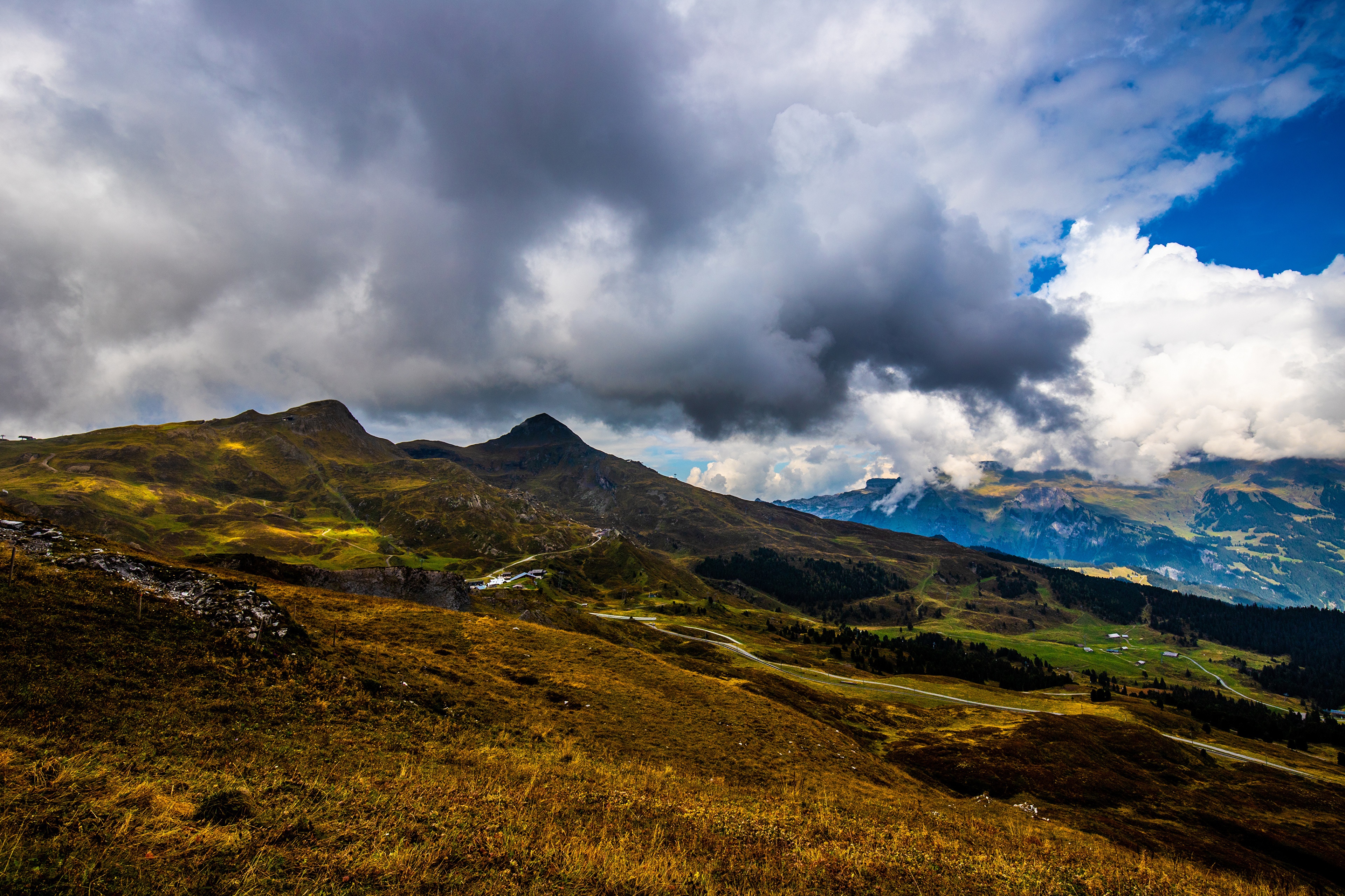 Mountains and Clouds in the Alps, Switzerland HD Wallpaper