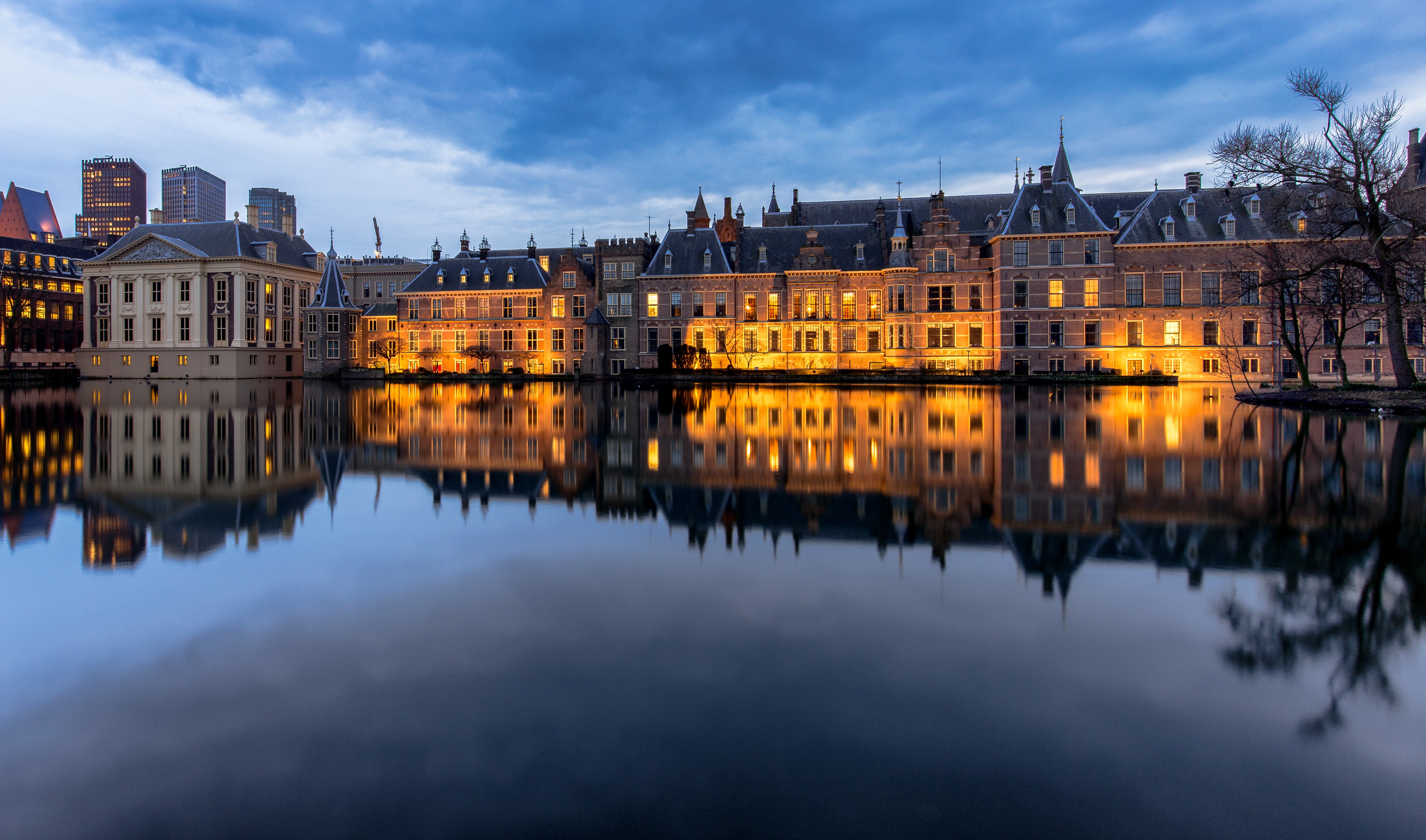 The Hague Hofvijver Netherlands at Dusk HD Wallpaper