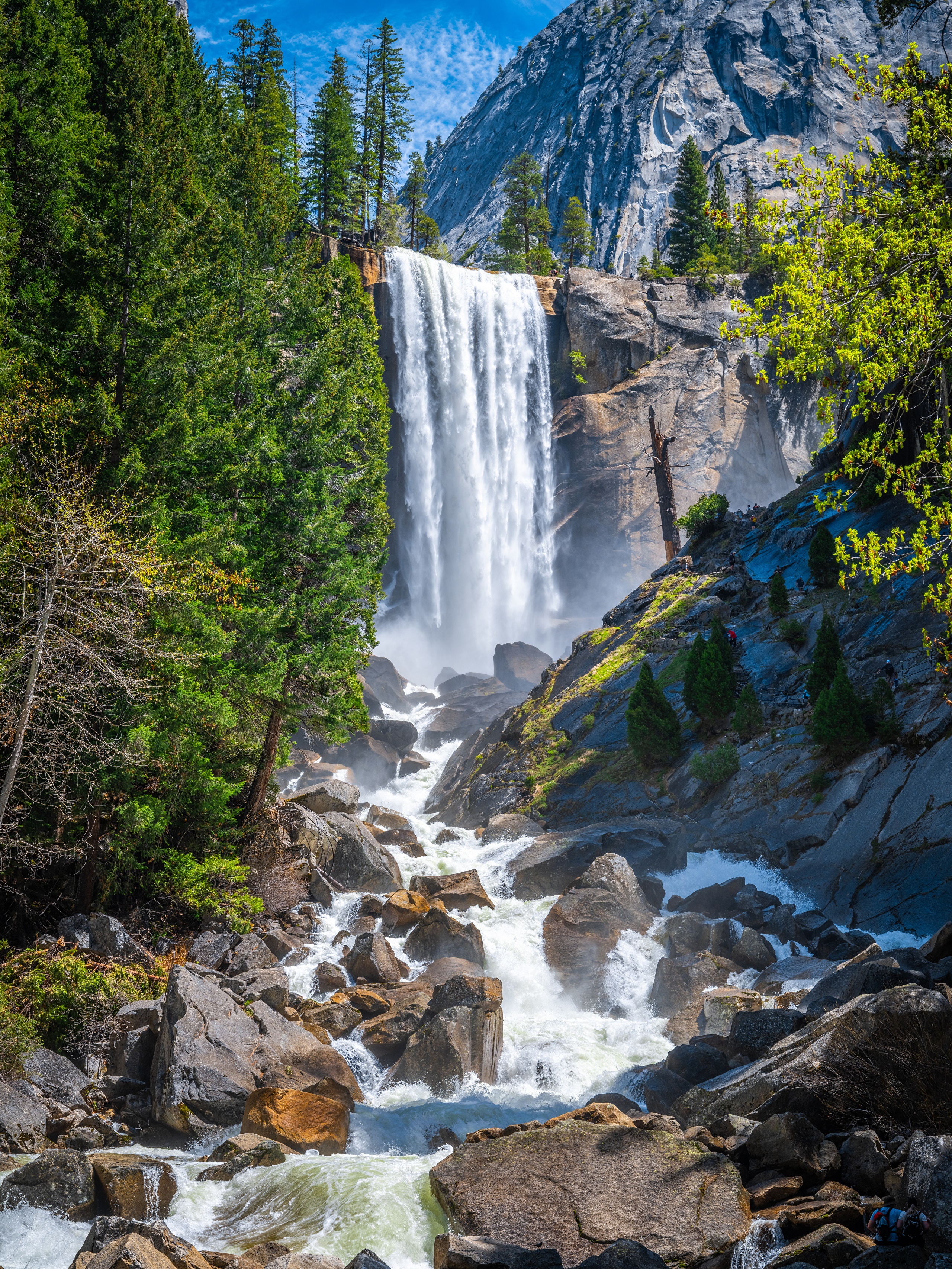 Vernal Fall Waterfall in Yosemite National Park, California HD Phone Wallpaper