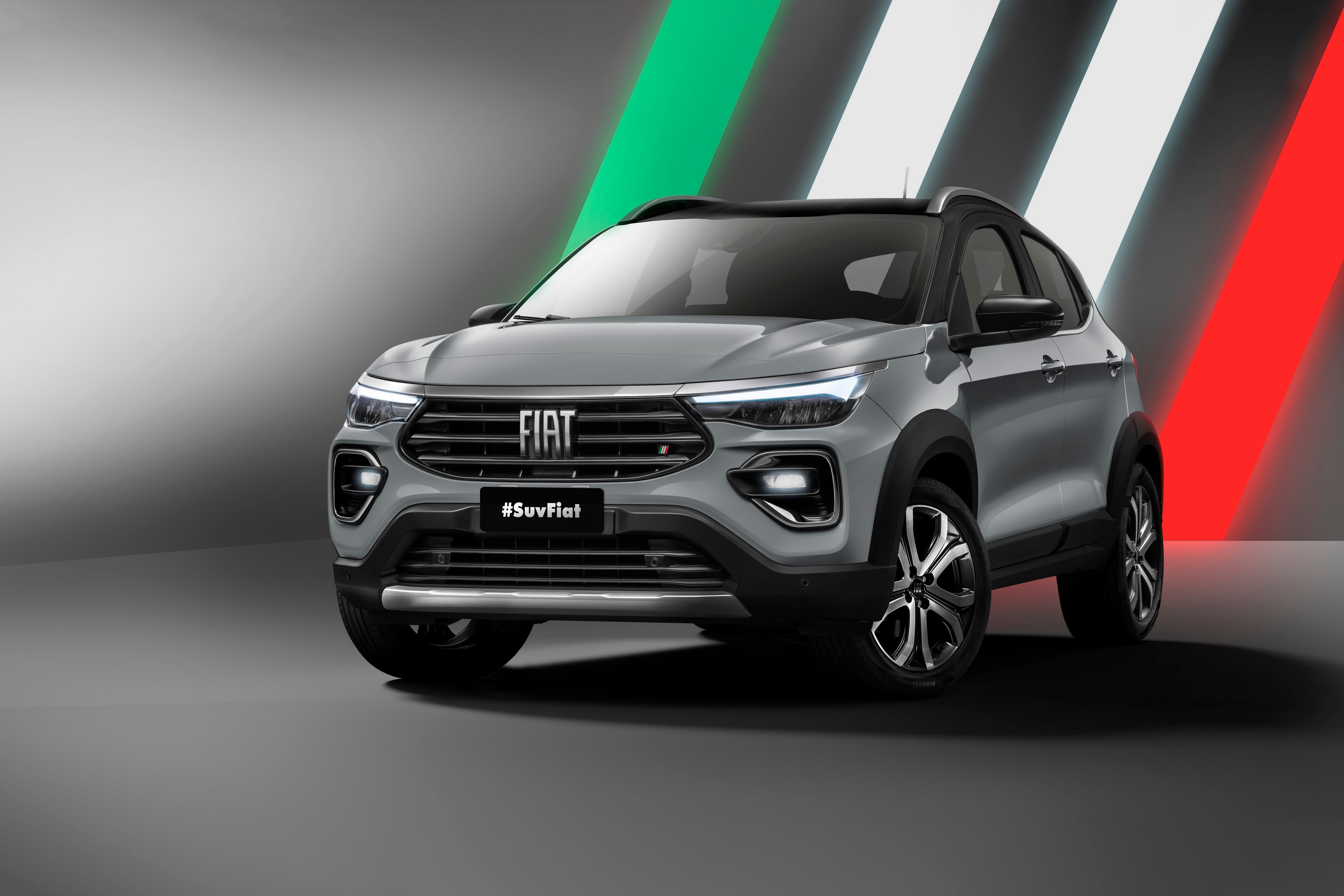 Grey Fiat SUV with Italian Flag Background HD Wallpaper