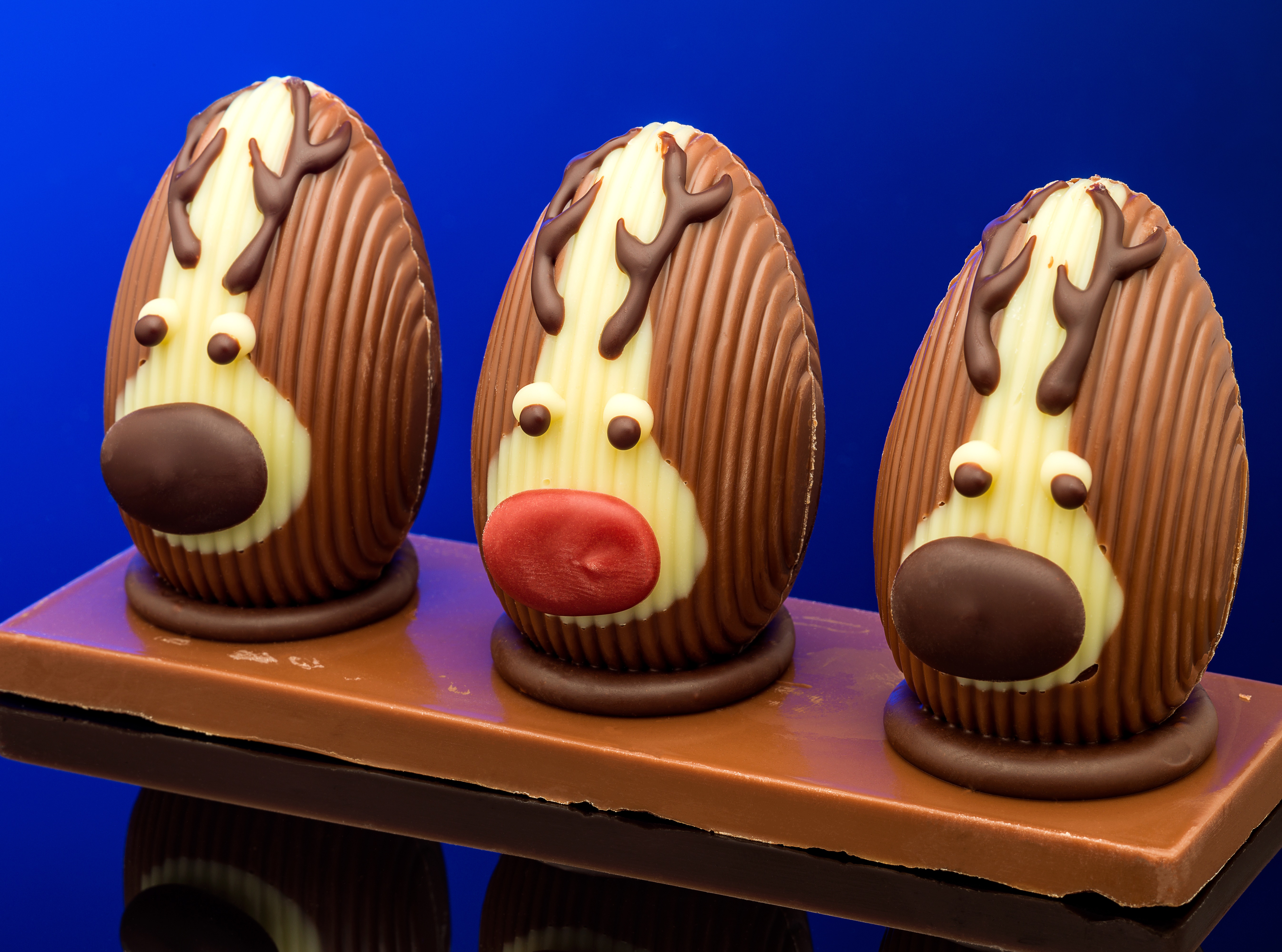 Chocolate Easter Eggs Decorated as Reindeer HD Wallpaper