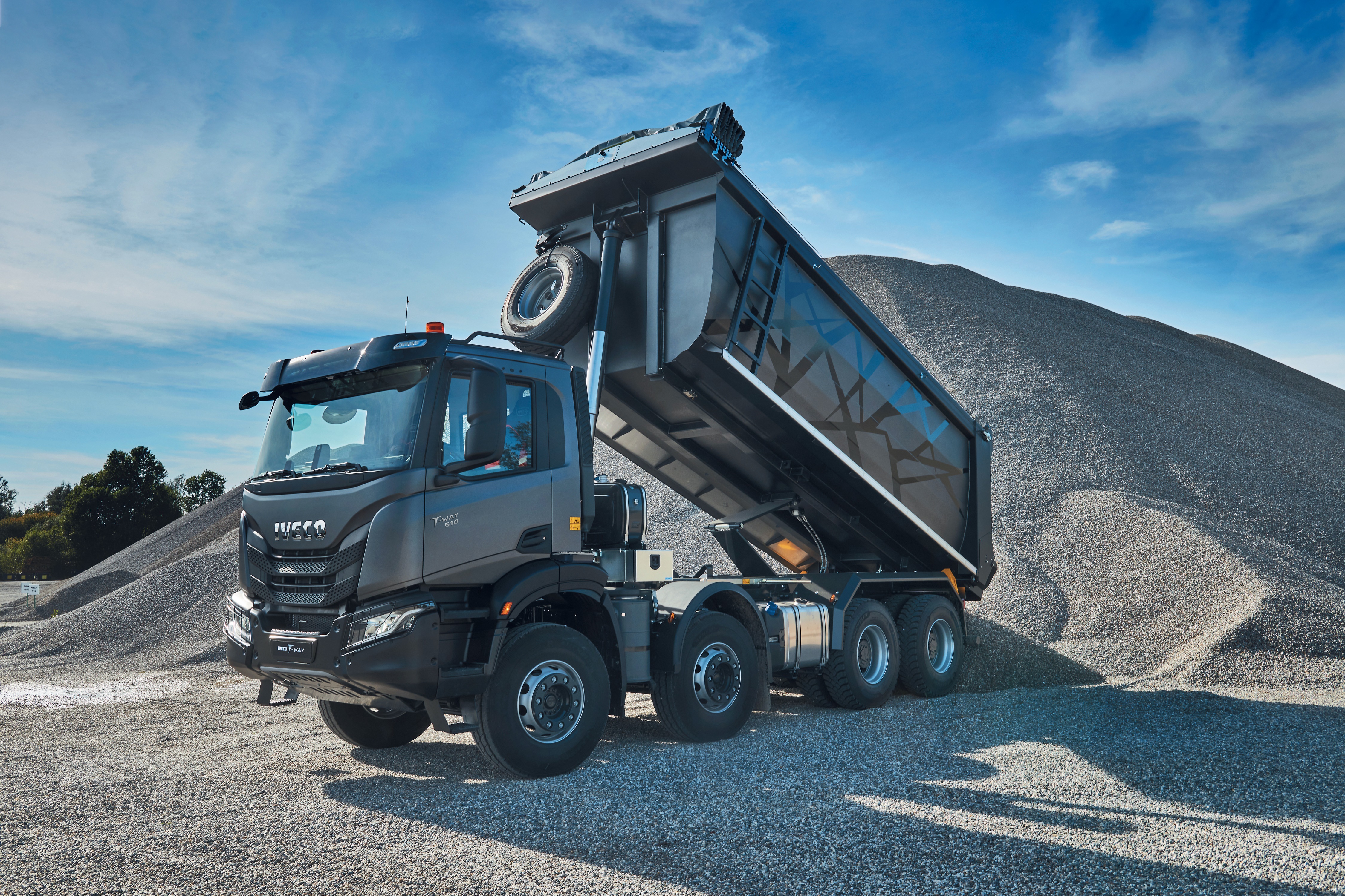 4K IVECO Grey Metallic Tipper Truck HD Wallpaper
