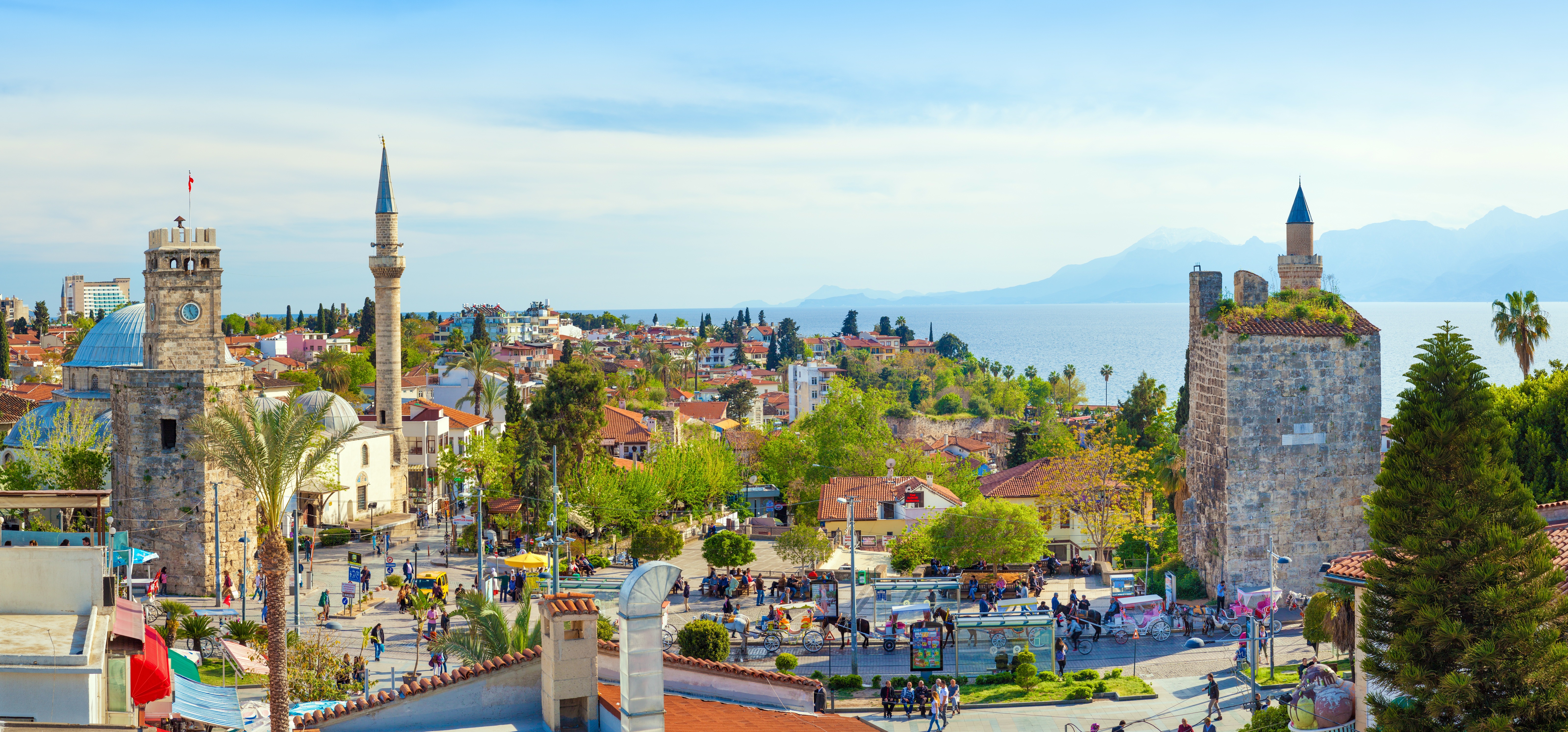Antalya, Turkey Panorama with Towers and Palms HD Wallpaper