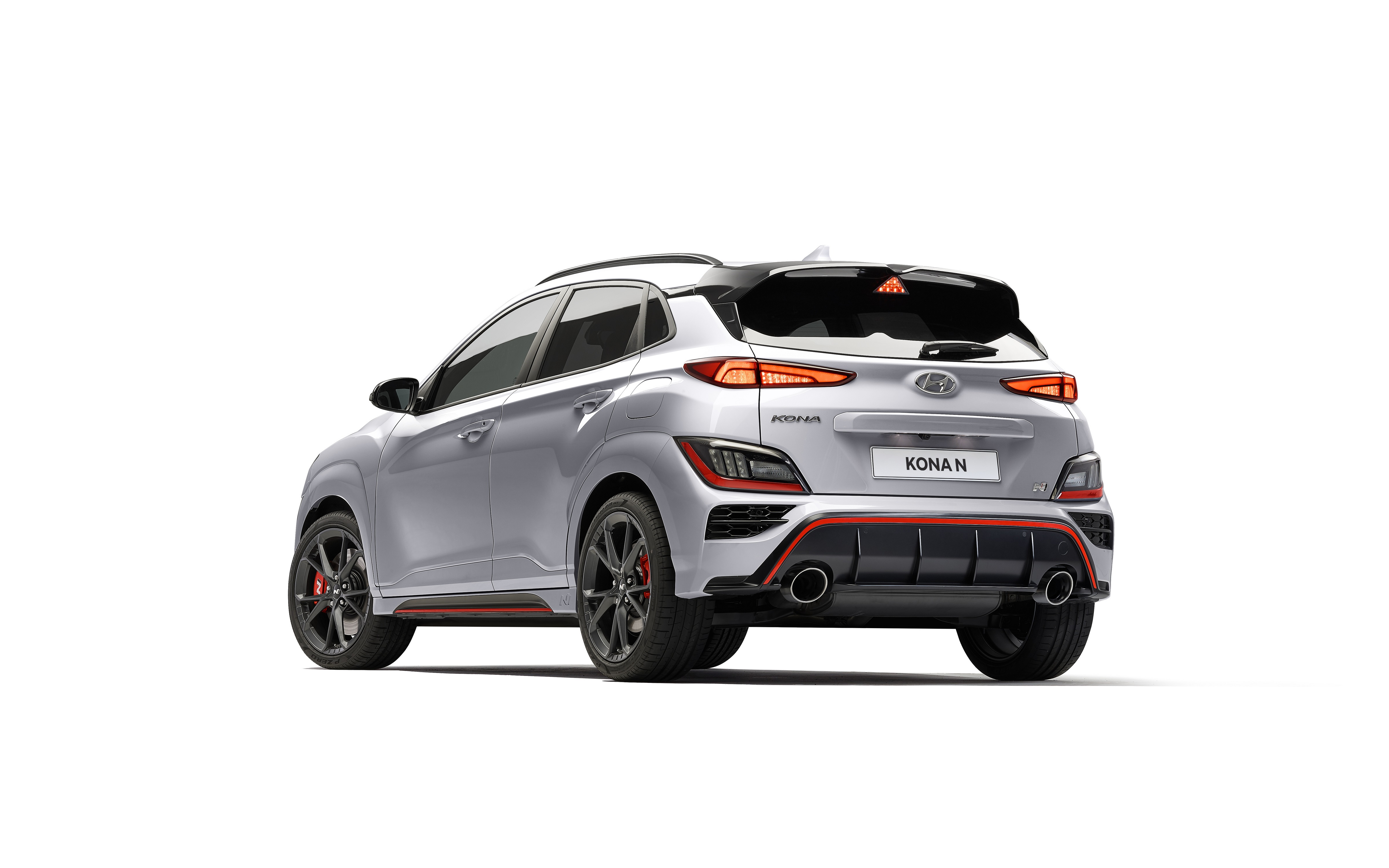Hyundai Kona N Silver Metallic 2021 Back View HD Wallpaper