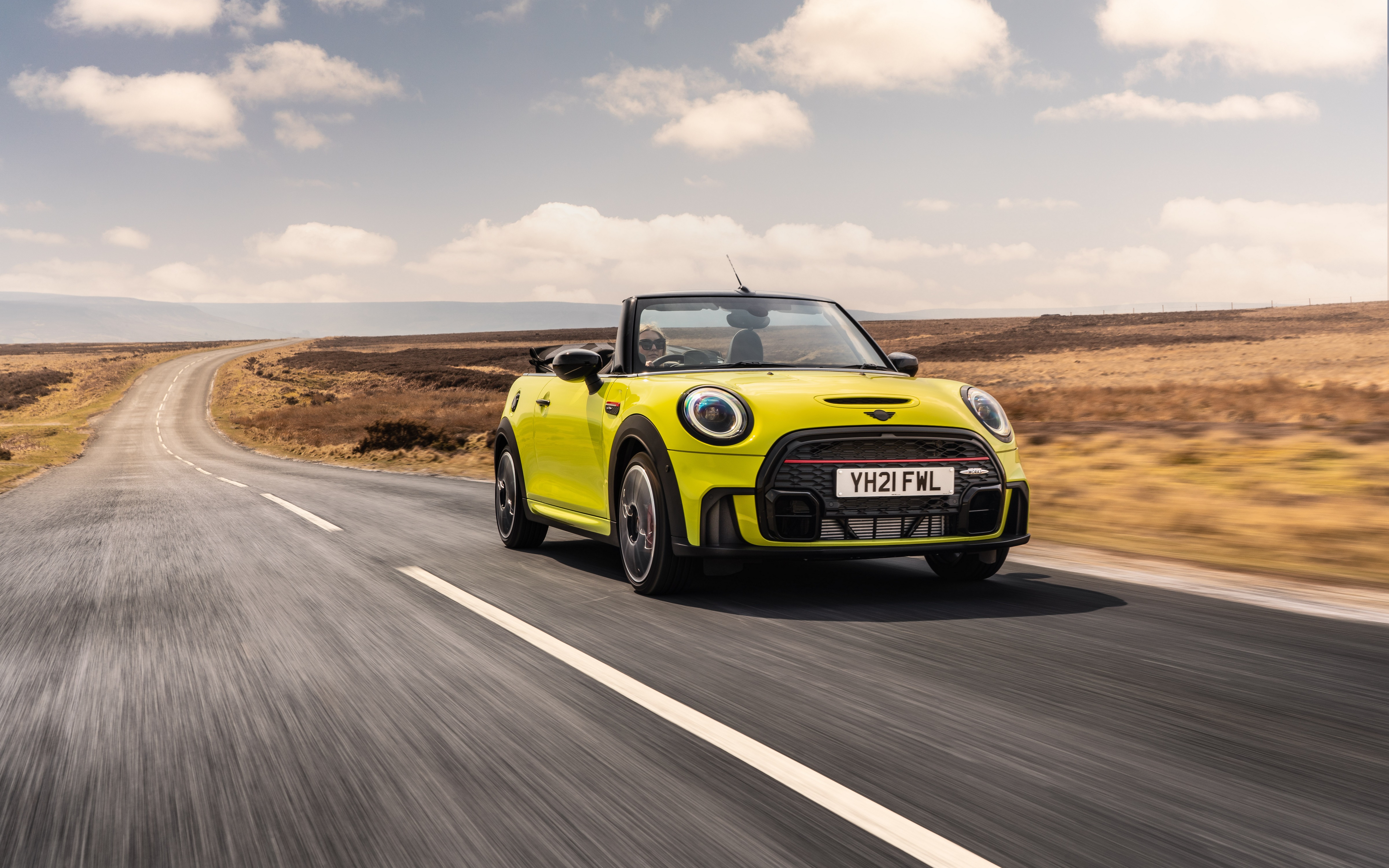 Yellow Mini John Cooper Works Cabrio on a Winding Road HD Wallpaper