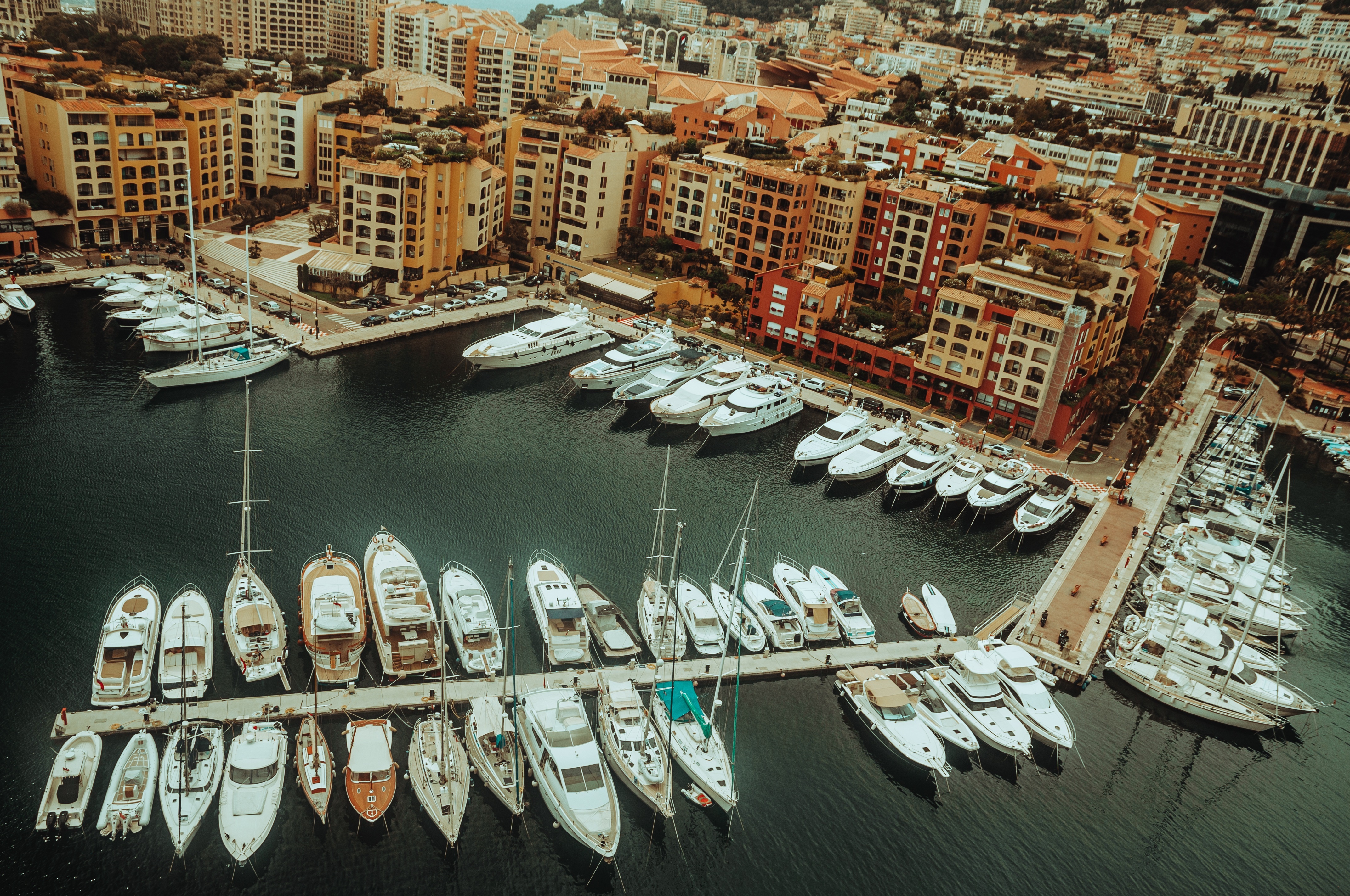 4K Aerial View of Monte Carlo Marina in Monaco HD Wallpaper