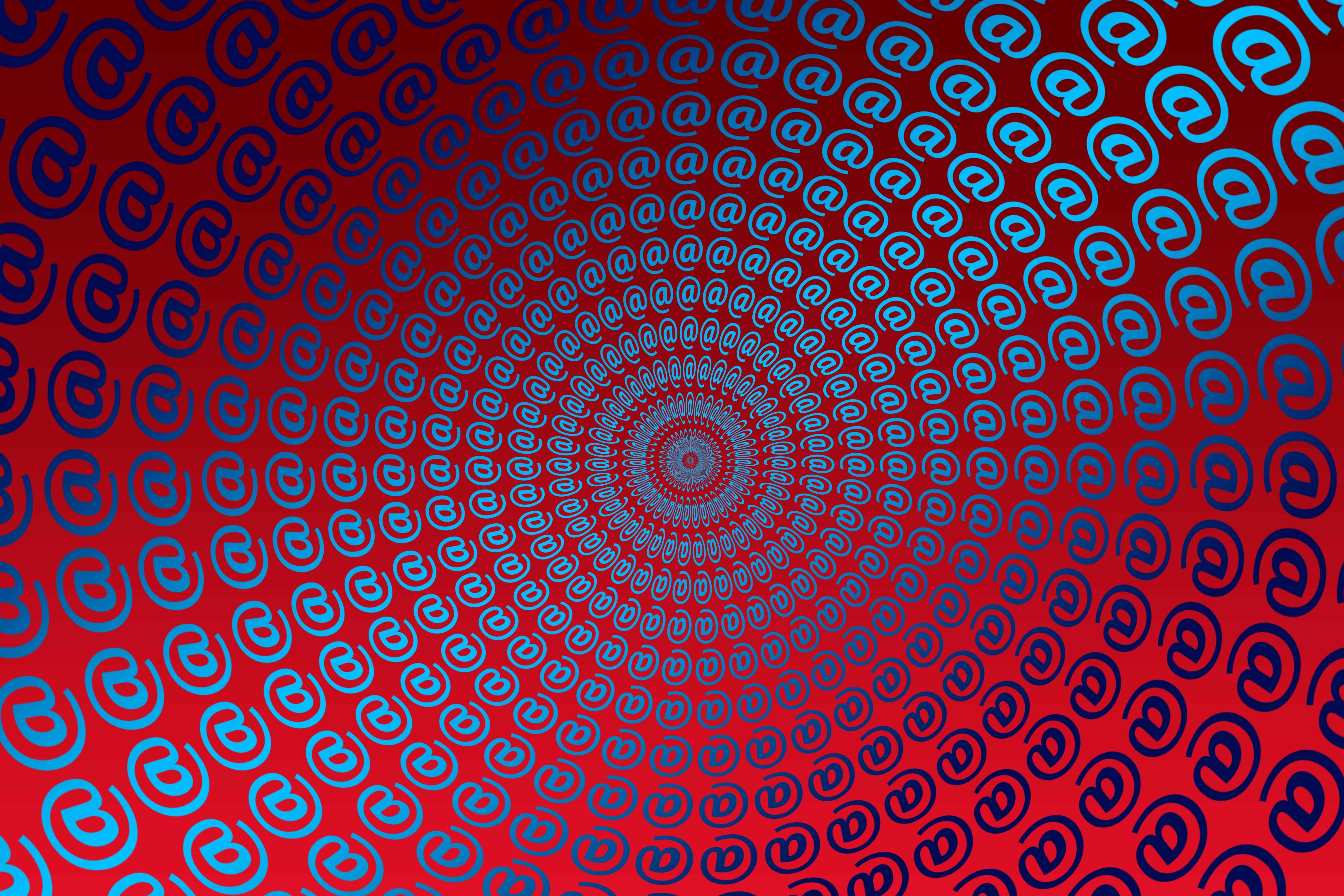 Red background with many @ symbols HD Wallpaper