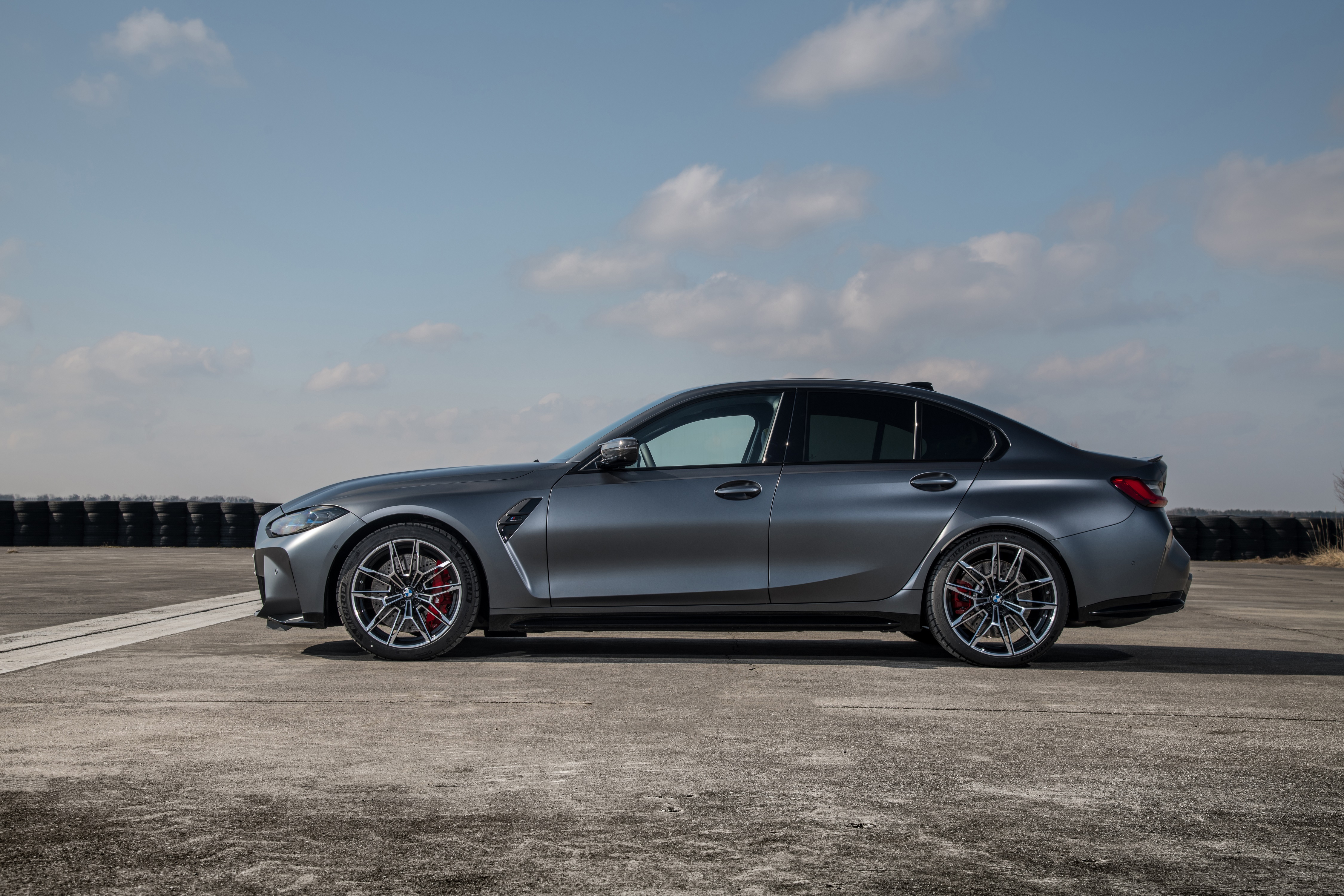 BMW M3 Competition xDrive (G80) 2021 Grey Metallic Side HD Wallpaper