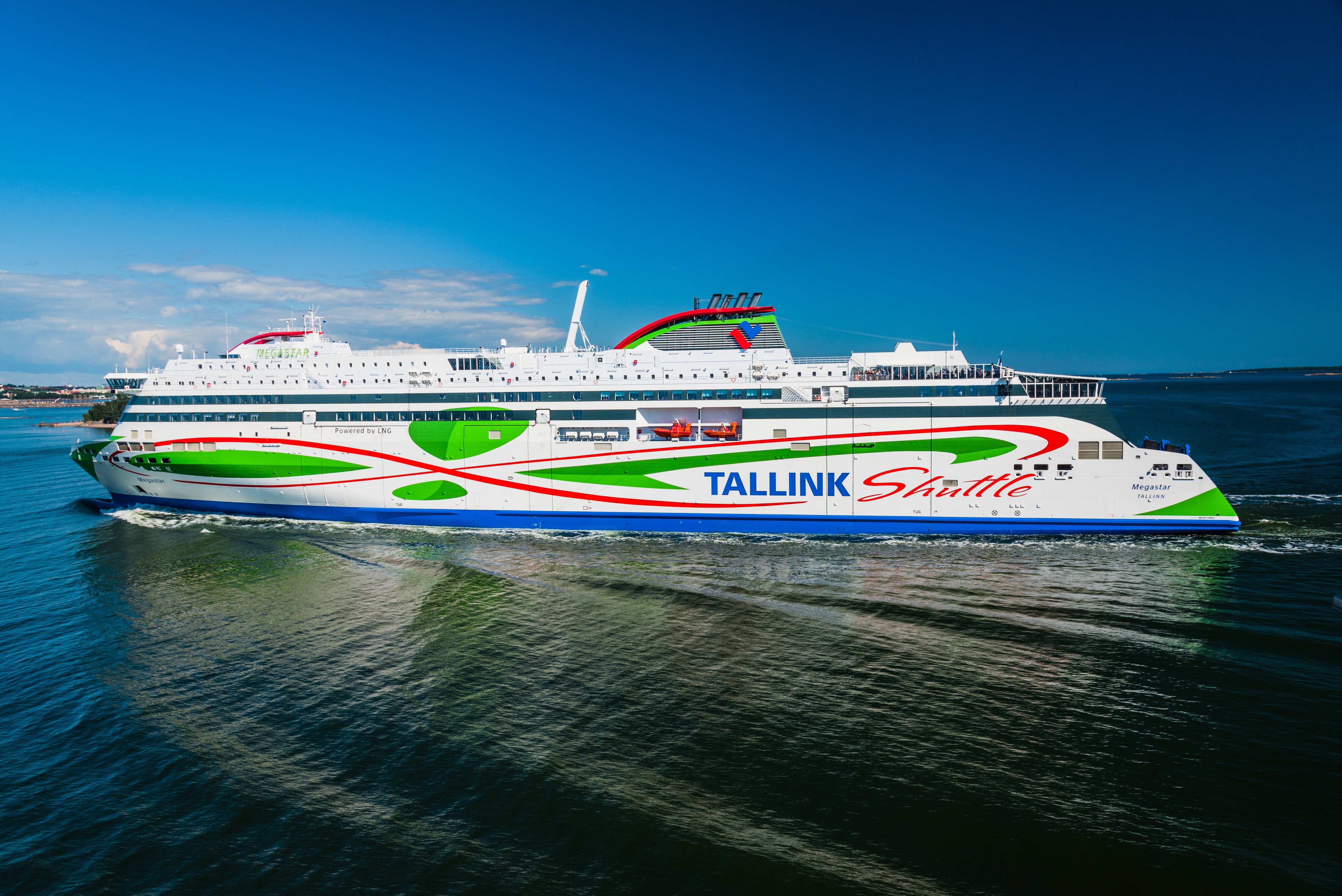 Tallink Shuttle Megastar ferry sailing on the sea HD Wallpaper