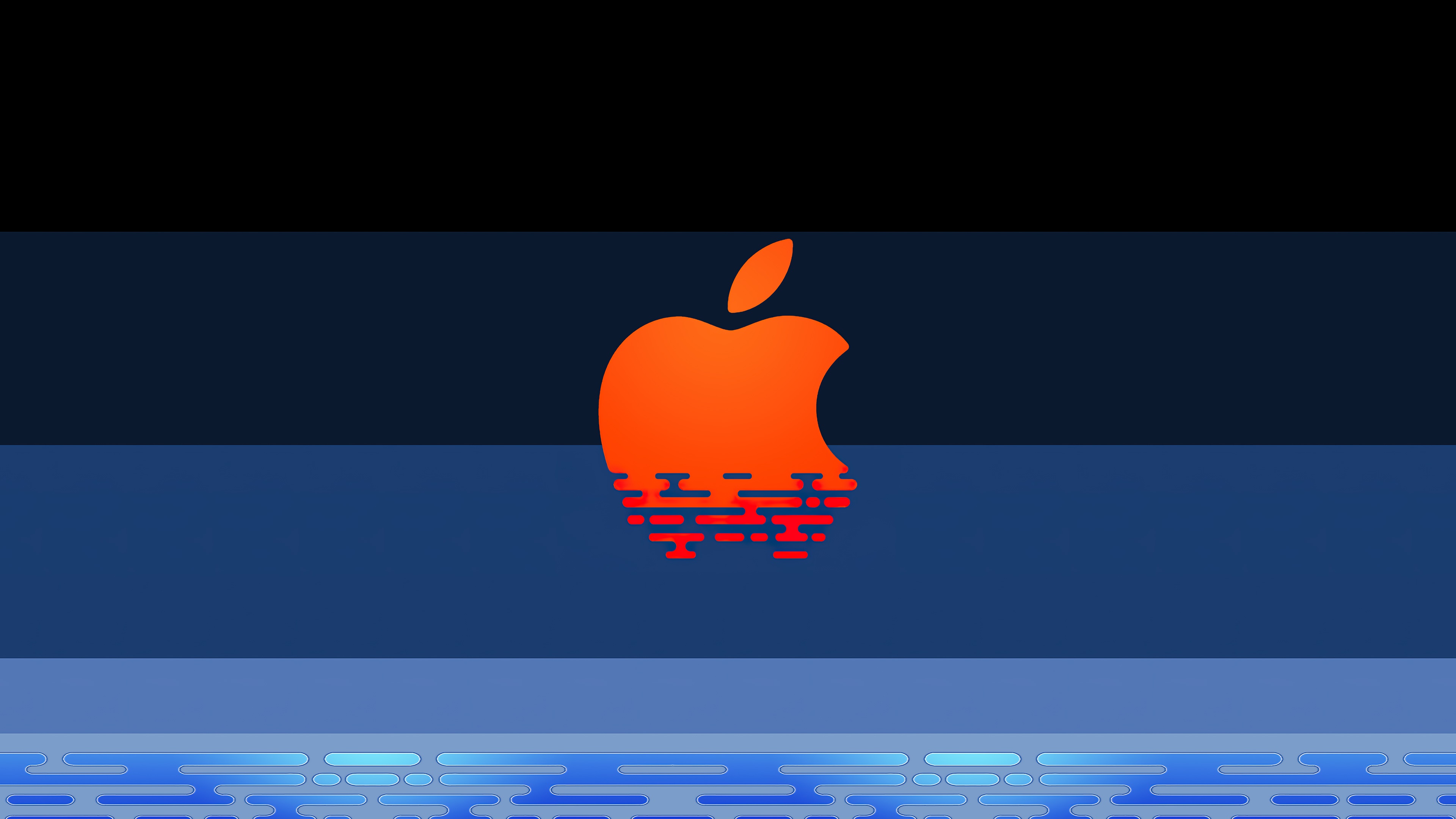 Orange Apple Logo Reflected in Water 4K HD Wallpaper