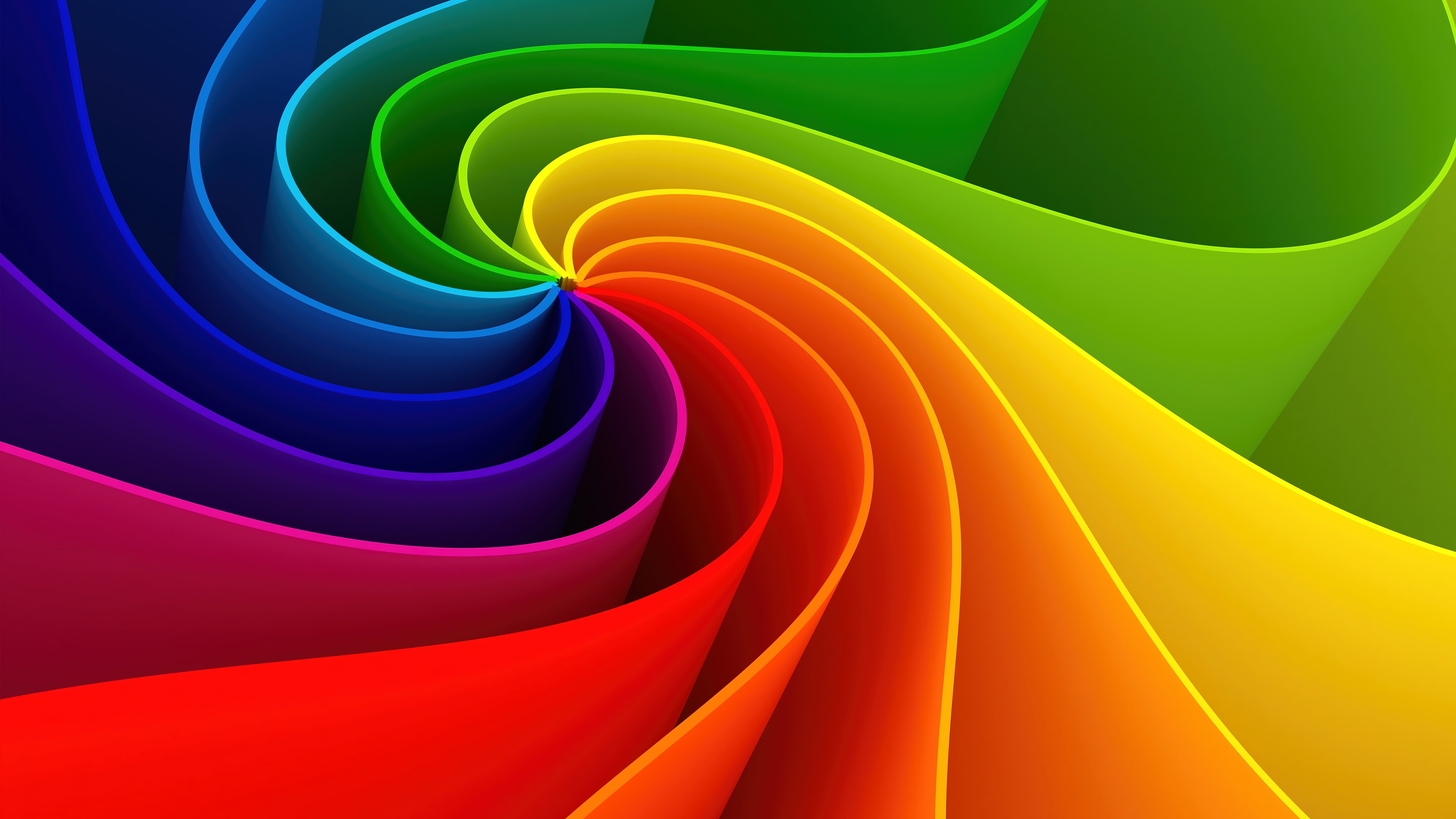 Rainbow swirl digital art 4K HD Wallpaper