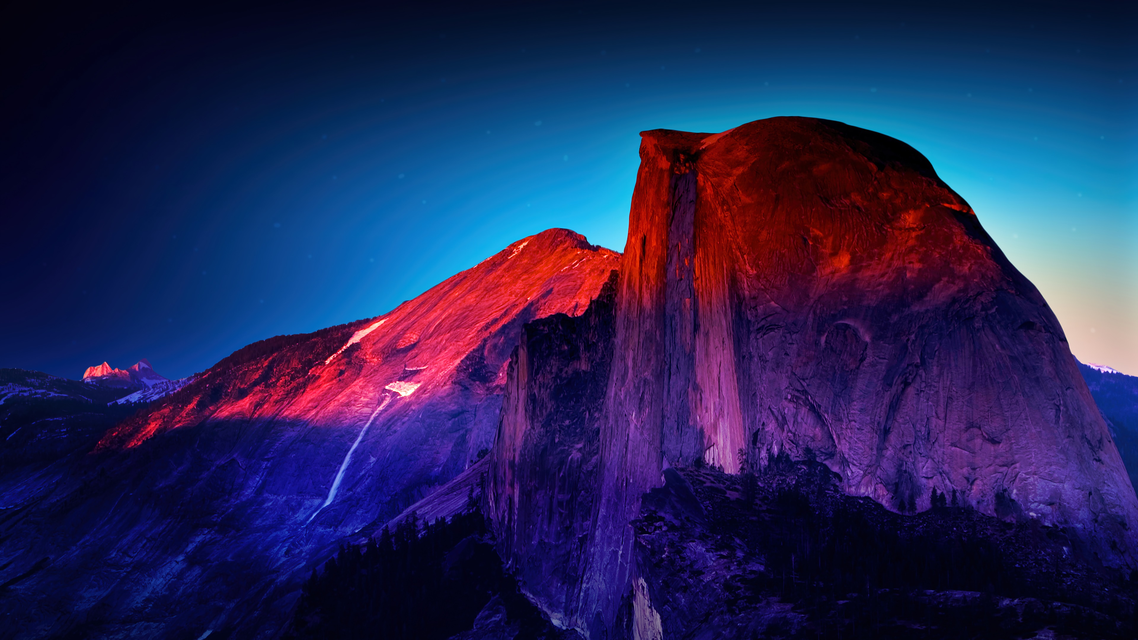 Half Dome mountain in Yosemite National Park at alpenglow HD Wallpaper